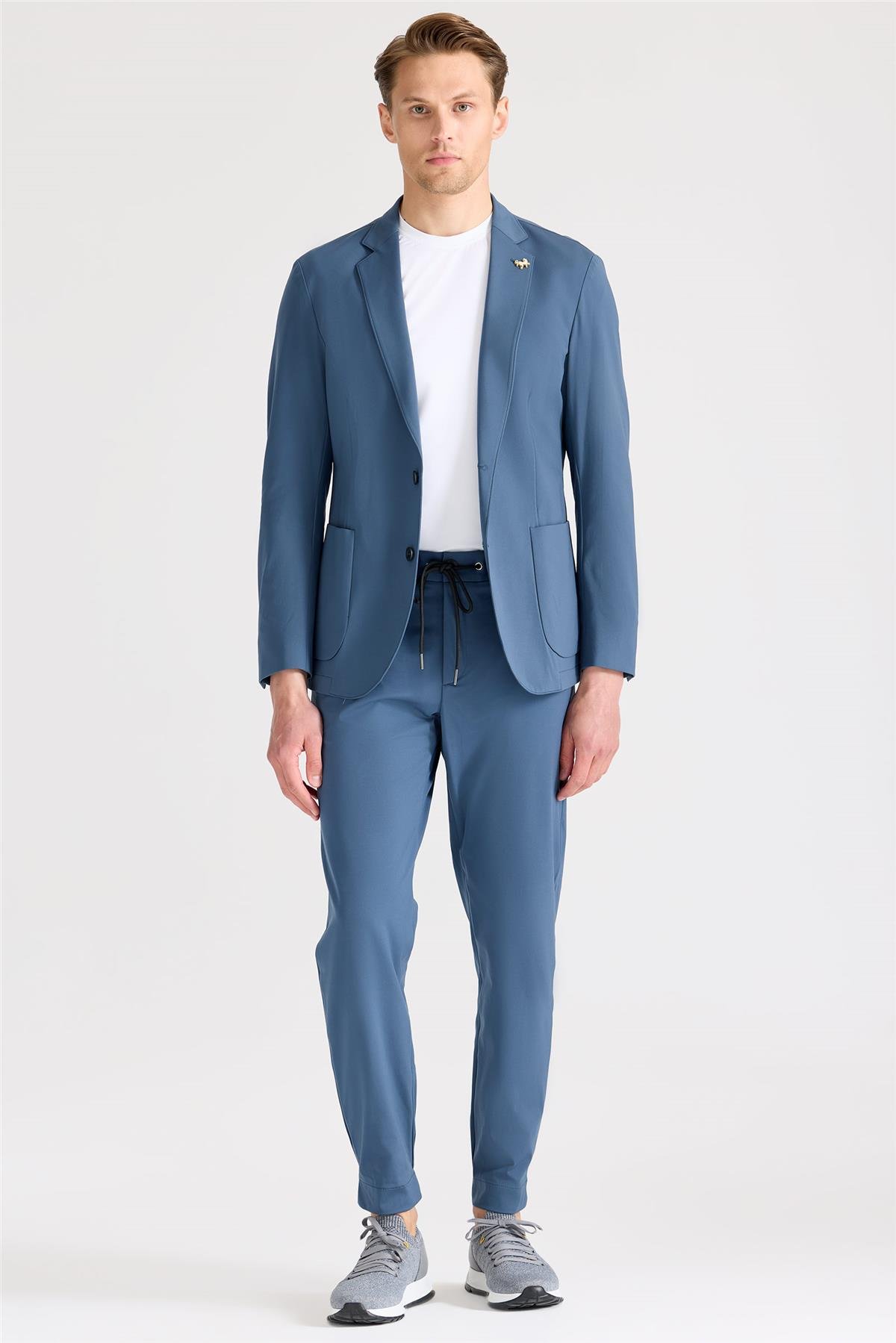 Mavi Teknik Kumaş Takım Ebise