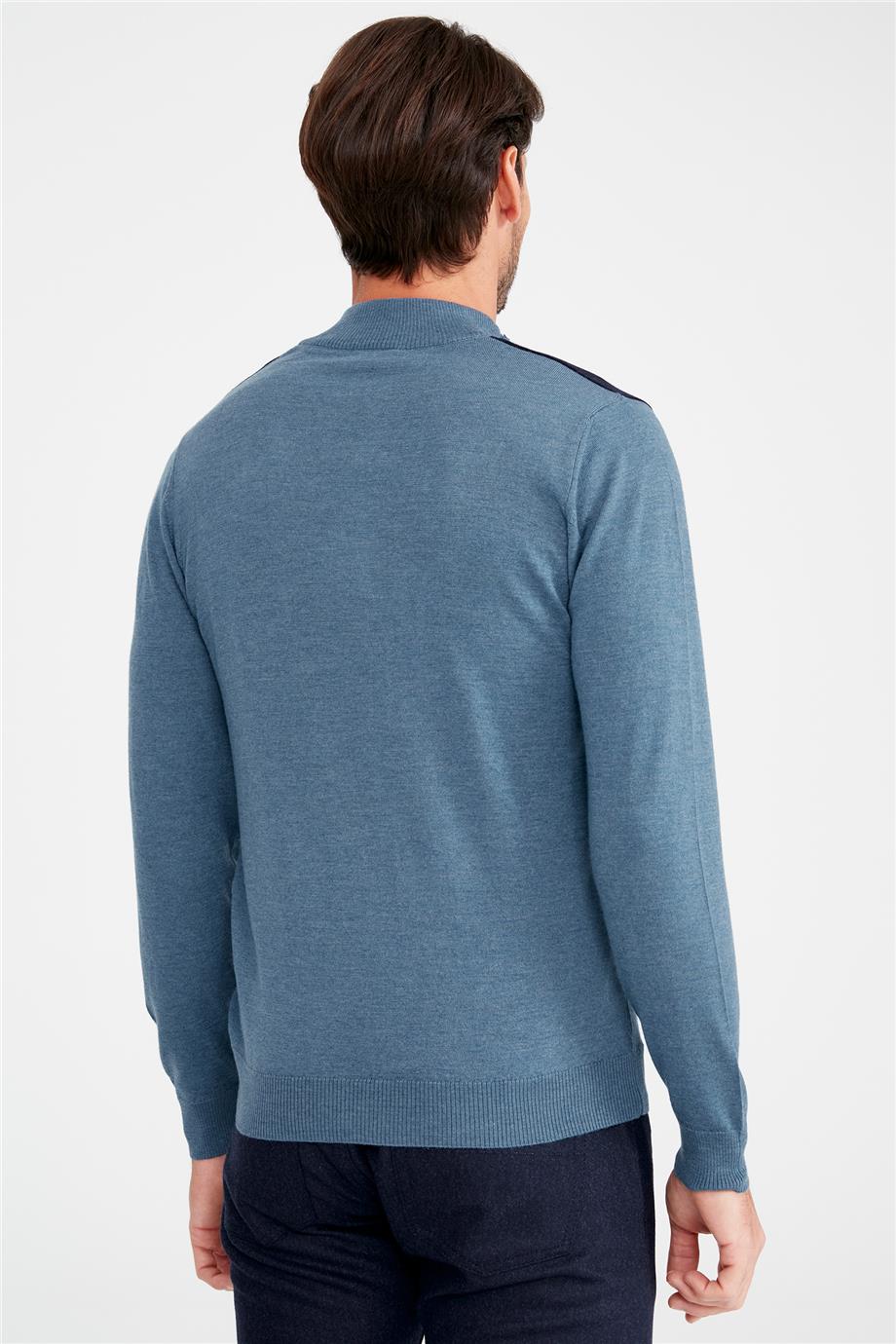 Mavi Trio Yaka Yün Triko