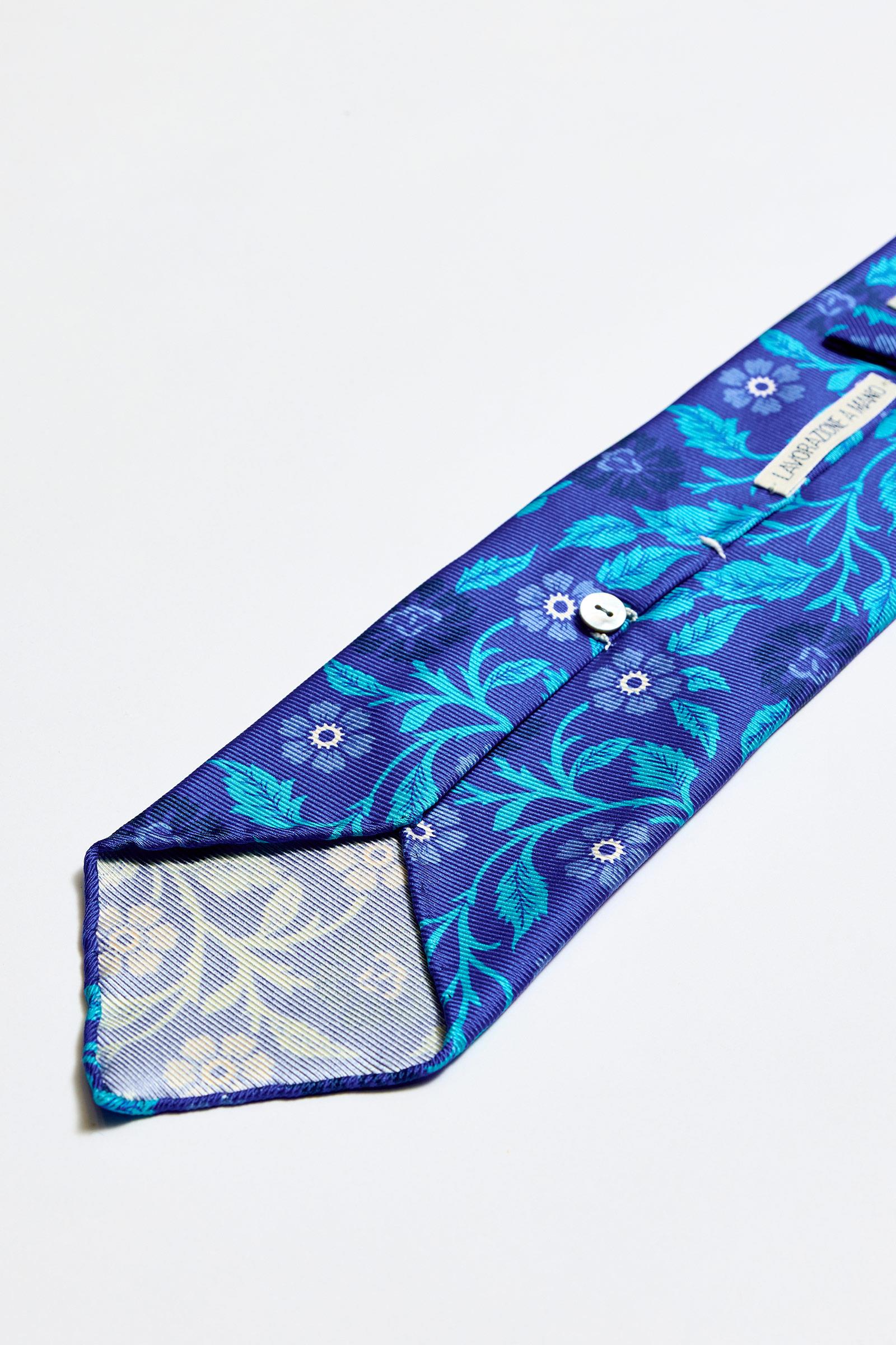 Mavi Turkuaz Astarsız 3 Fold İpek Kravat