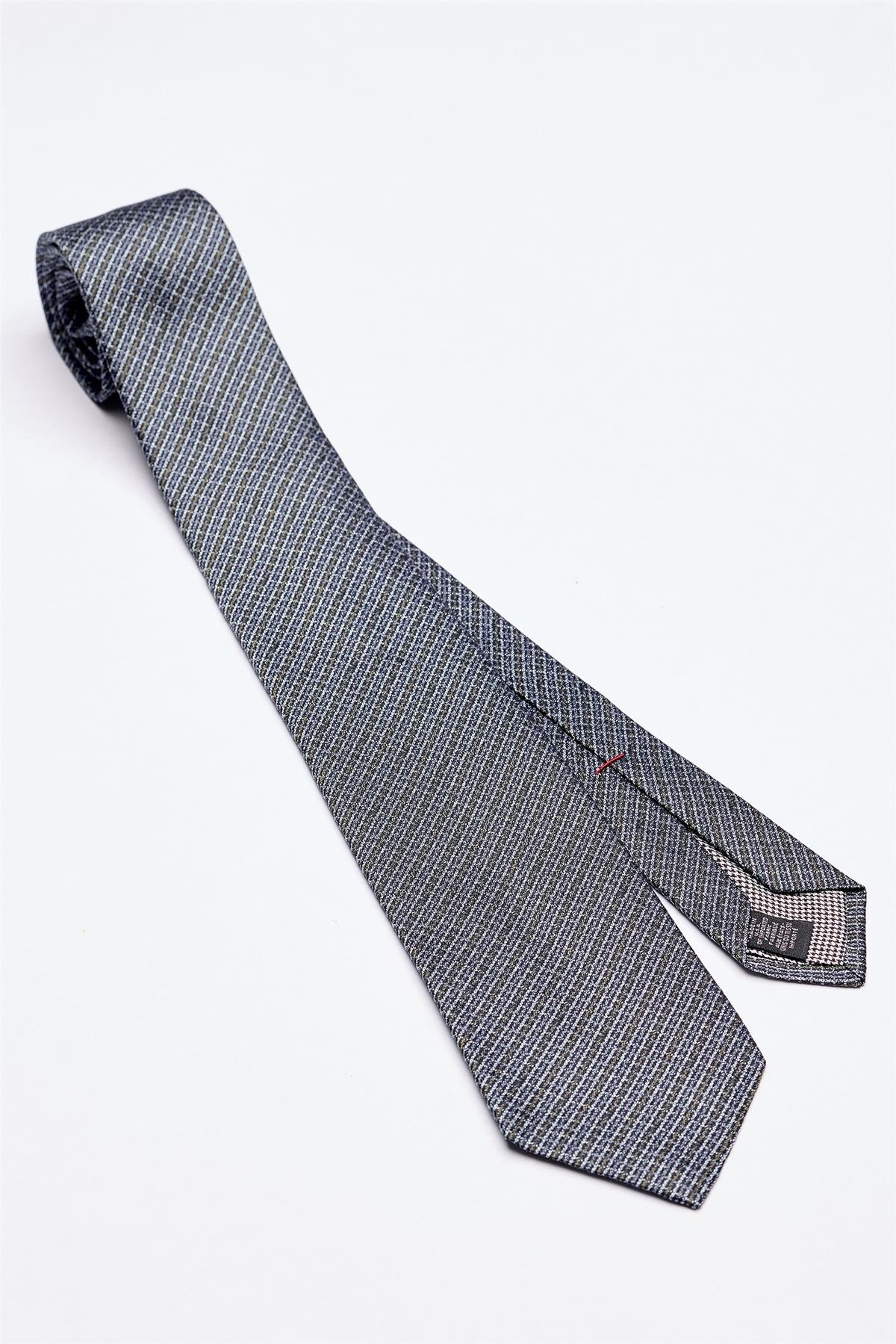 Mavi Yeşil Melanjlı 5 Fold İpek Kravat