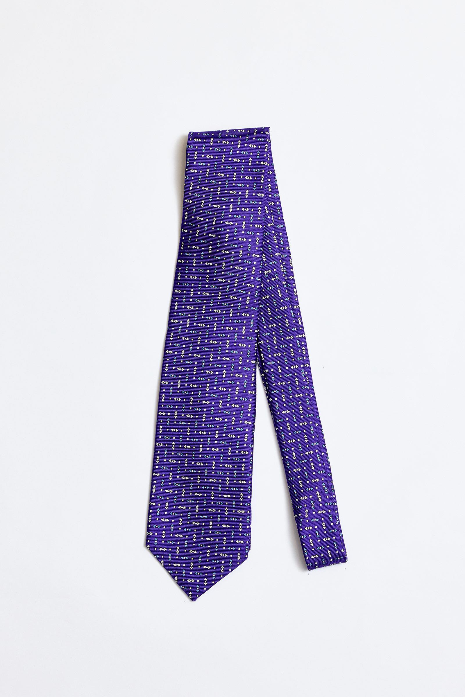 Mor Mavi 5 Fold İpek Kravat