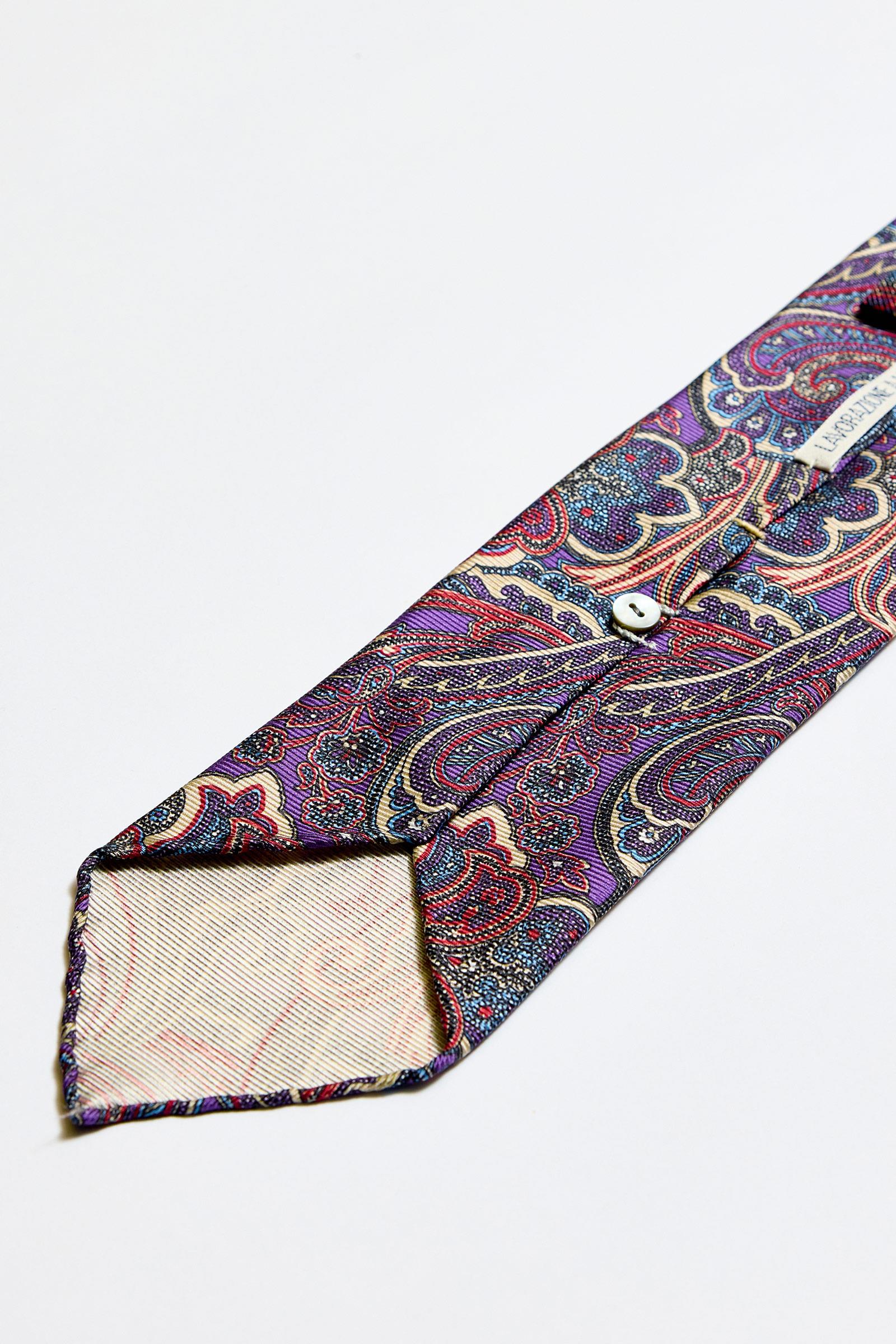 Mor Mavi Astarsız 3 Fold İpek Kravat