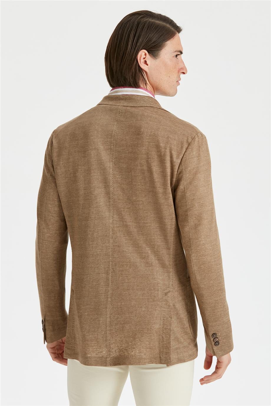 Olive Yeşil Keten Ceket