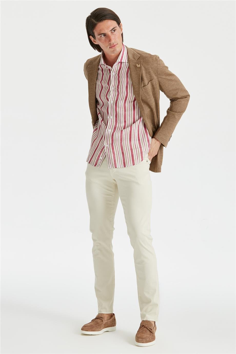 Olive Yeşil Keten Ceket