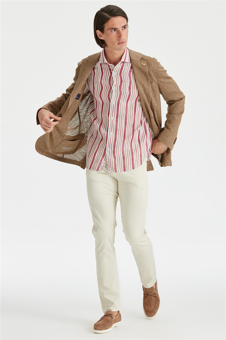 Olive Yeşil Keten Ceket