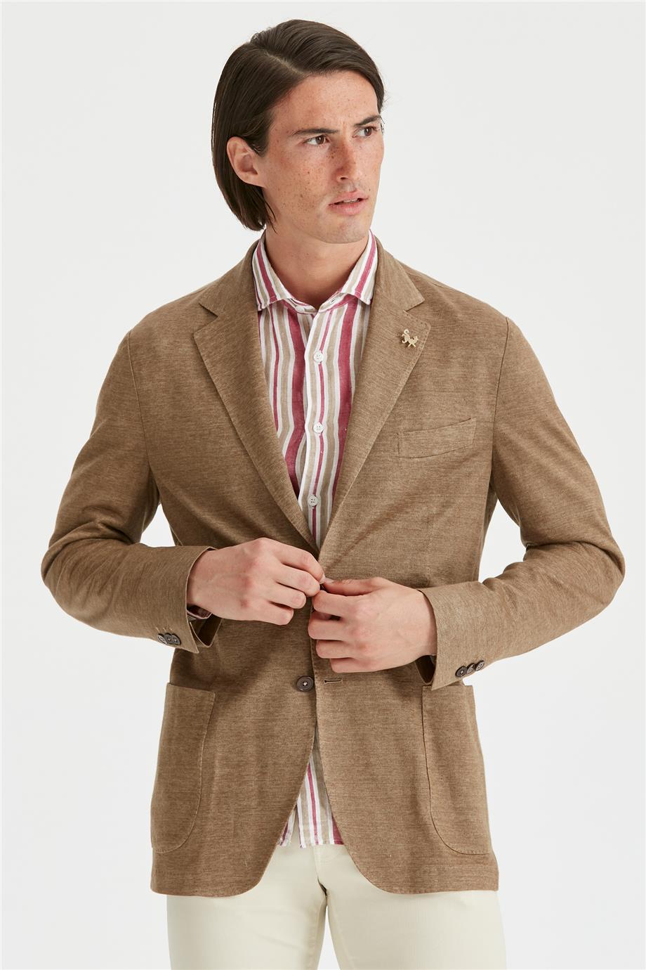 Olive Yeşil Keten Ceket