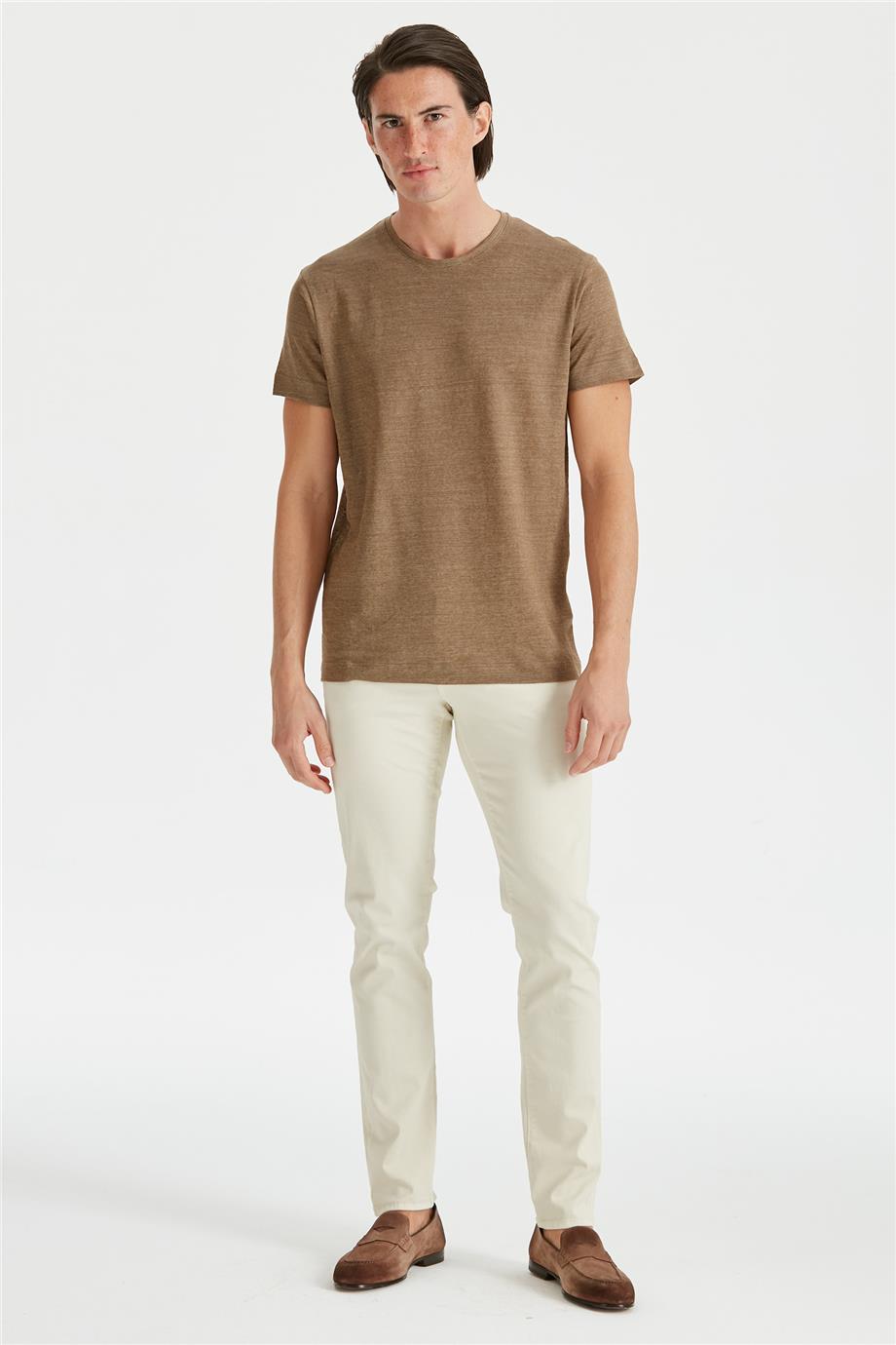 Olive Yeşil Keten T-shirt