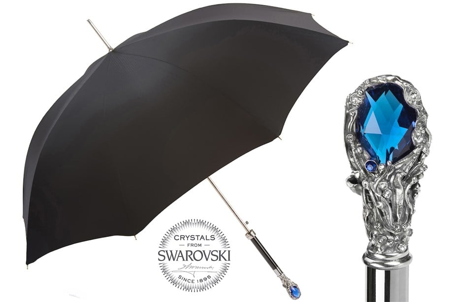 Pasotti Mavi Swarovski Kristalli Siyah Şemsiye