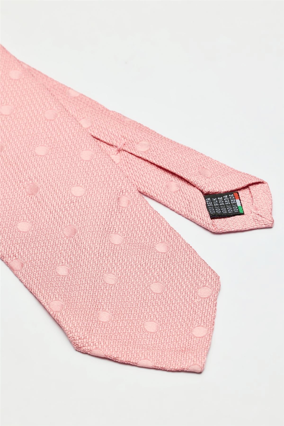 Pembe Puantiyeli Garza İpek Kravat