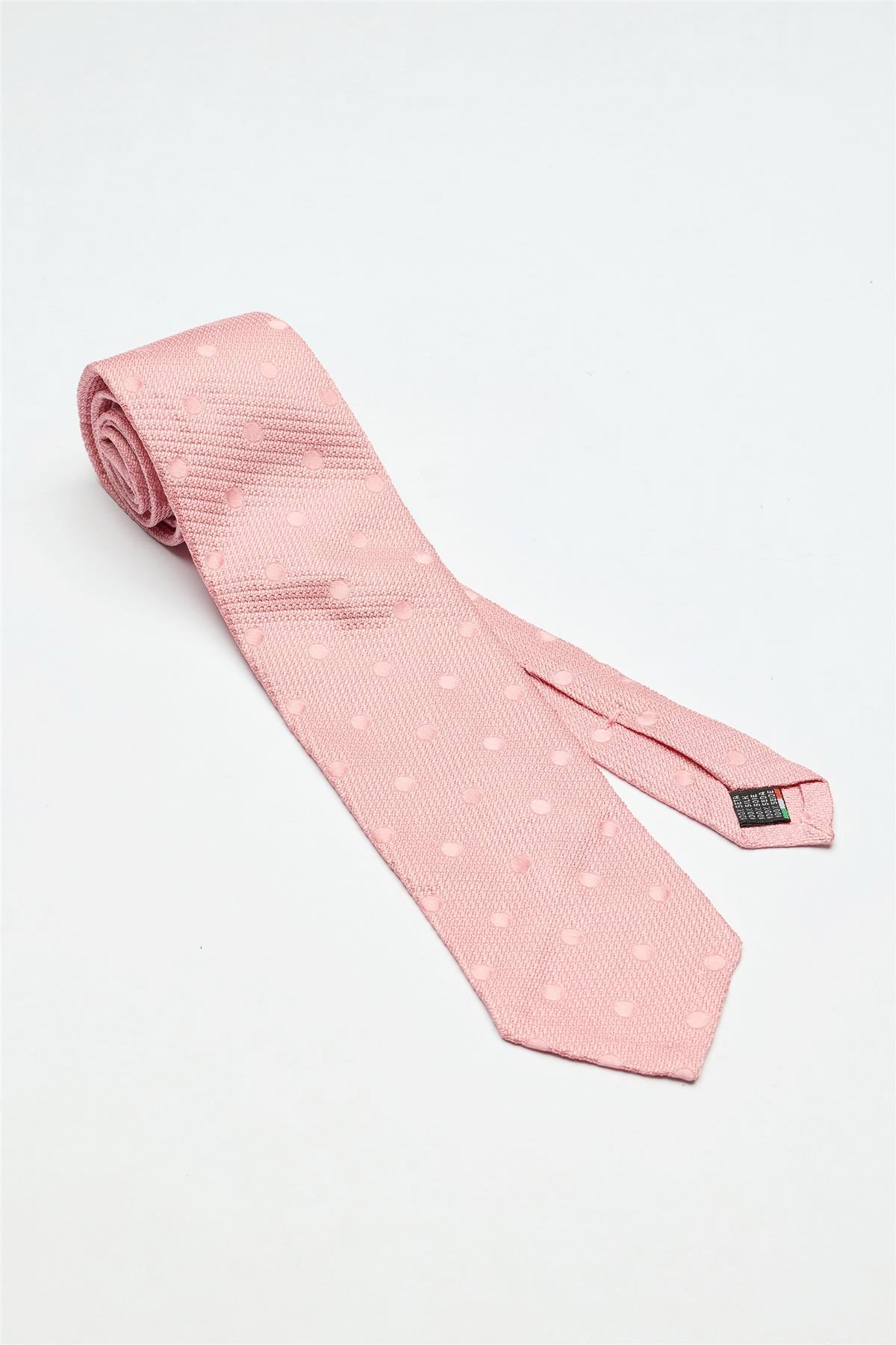 Pembe Puantiyeli Garza İpek Kravat