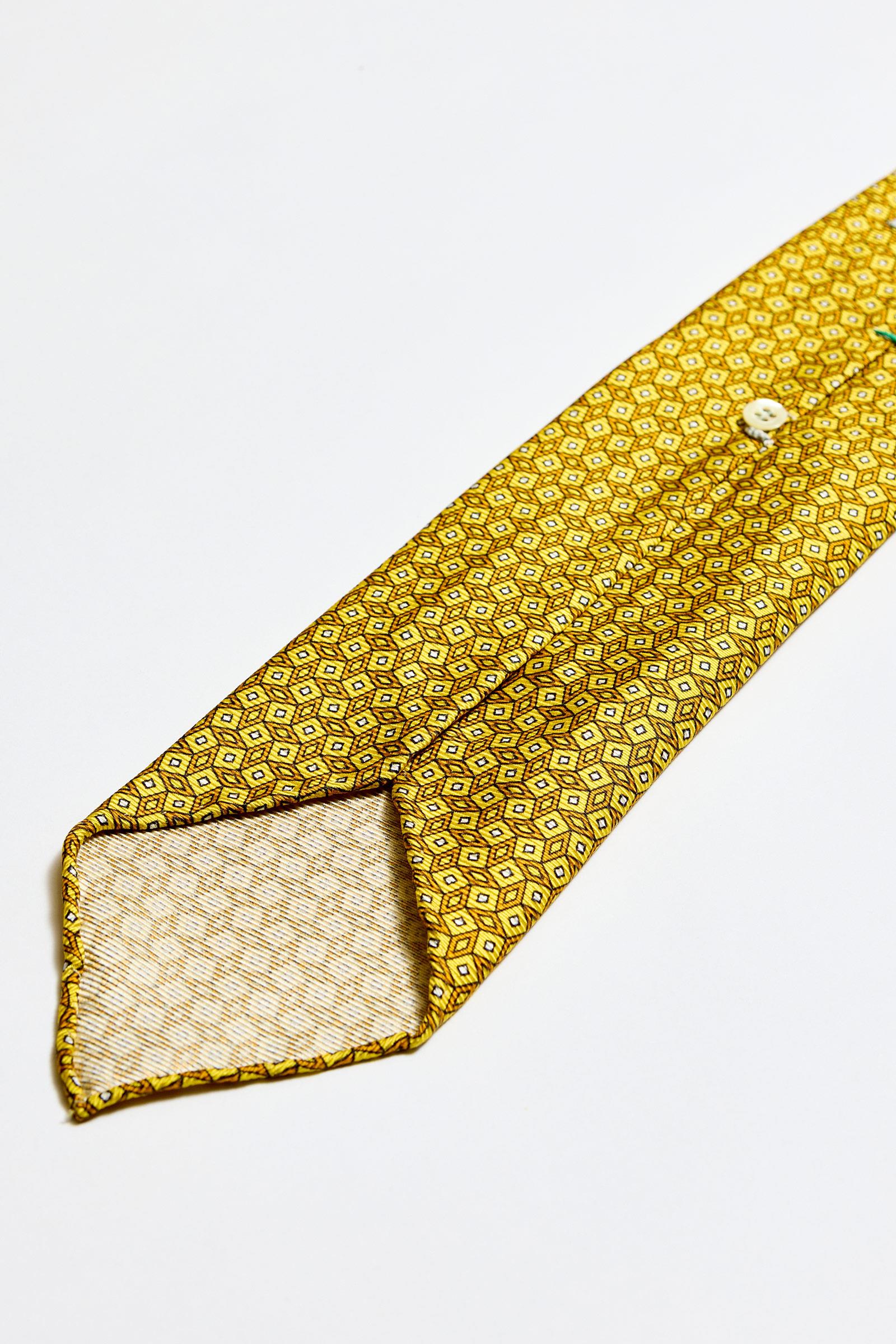 Sarı Astarsız 5 Fold İpek Kravat
