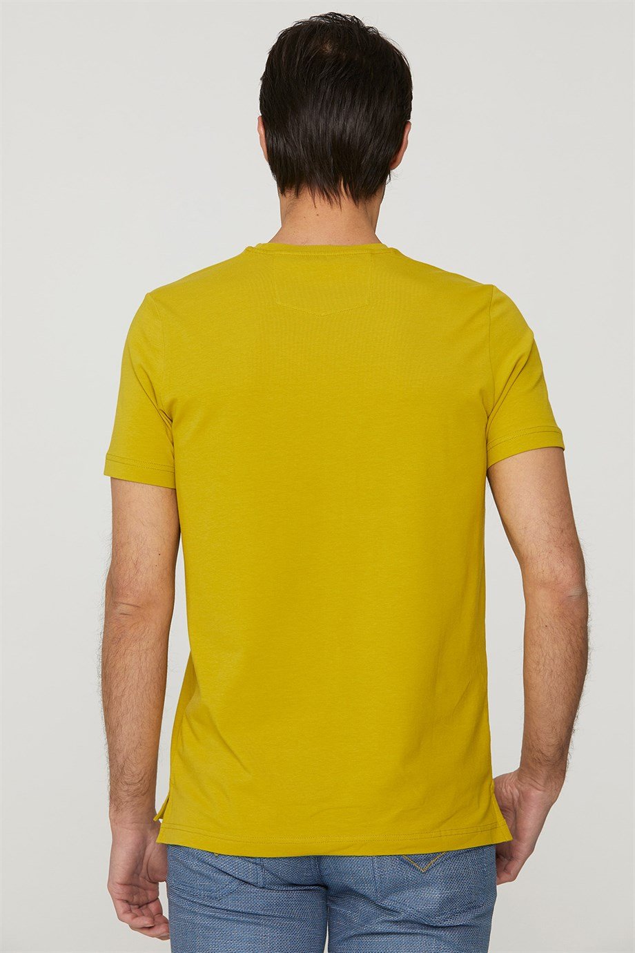 Sıfır Yaka Hardal T-shirt