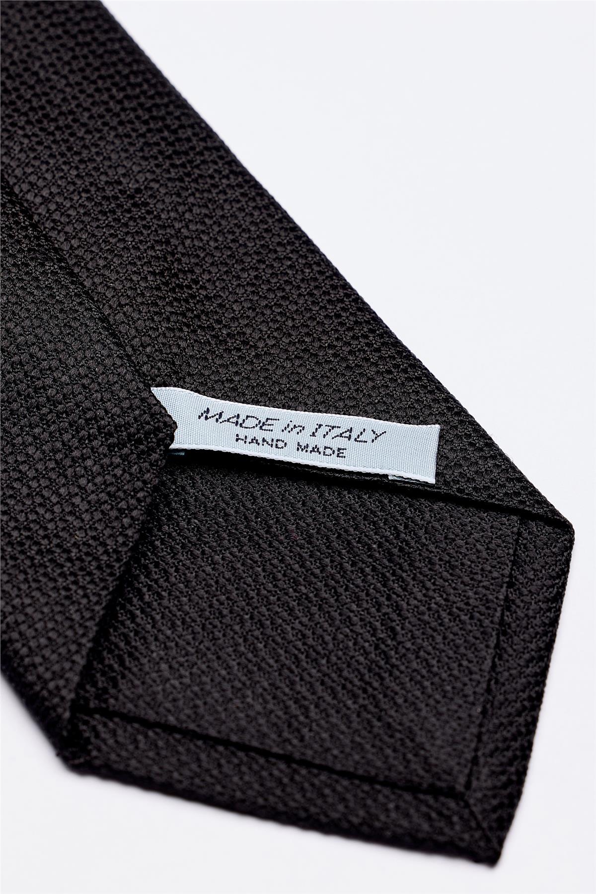 Siyah 7 Fold Örgü İpek Kravat