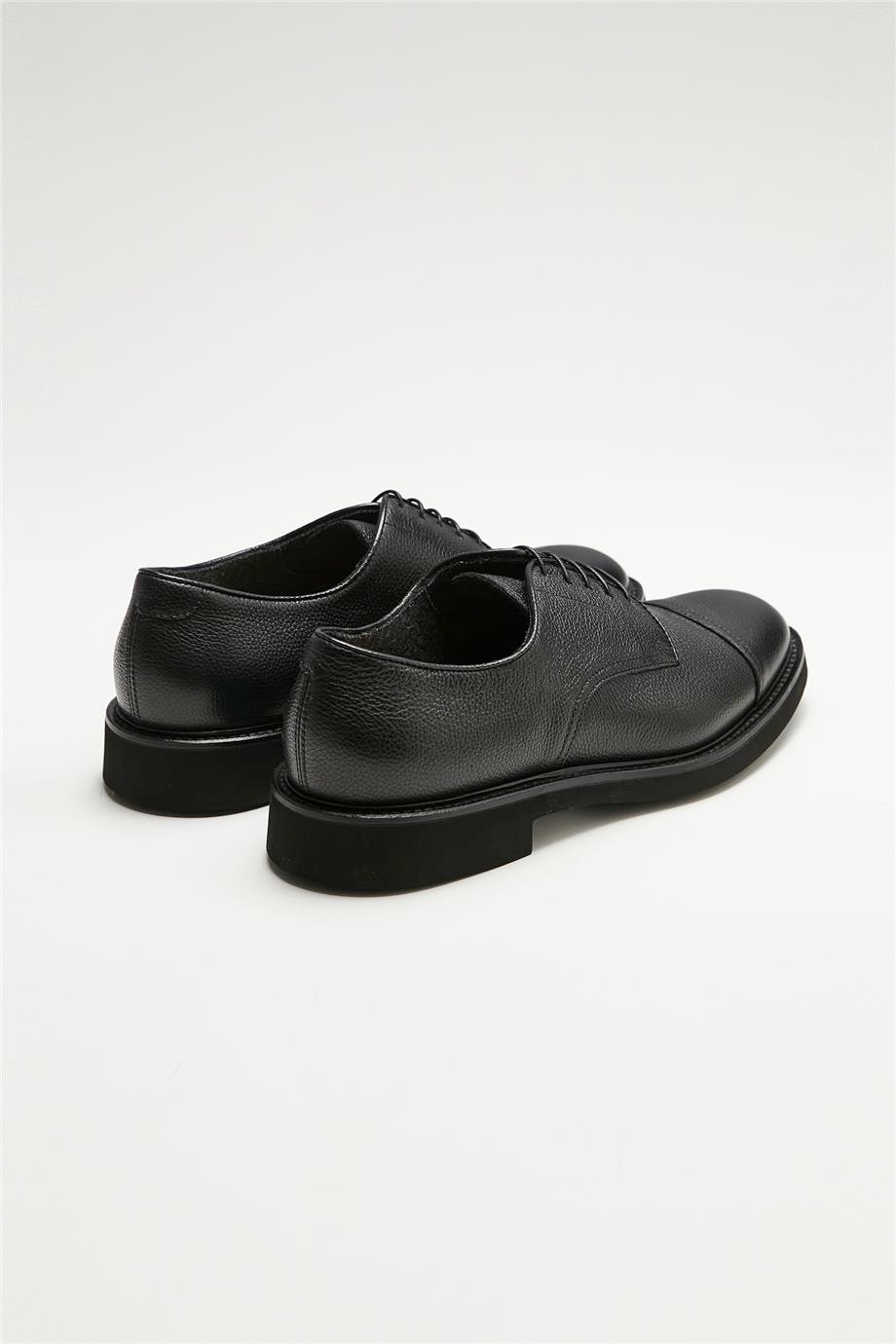 Siyah Bağcıklı Derby Deri Ayakkabı