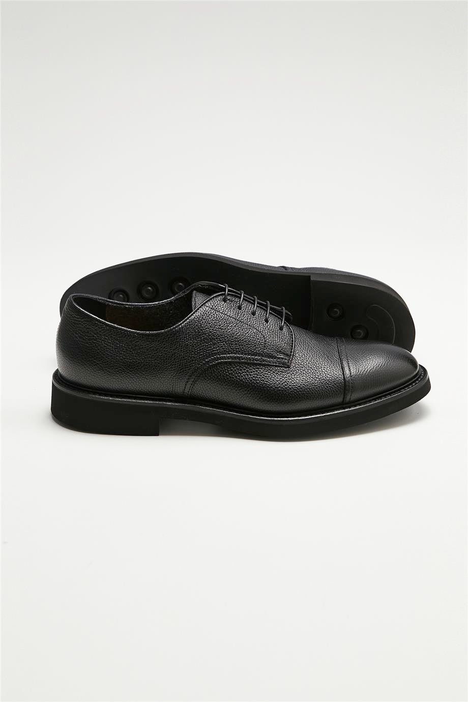 Siyah Bağcıklı Derby Deri Ayakkabı