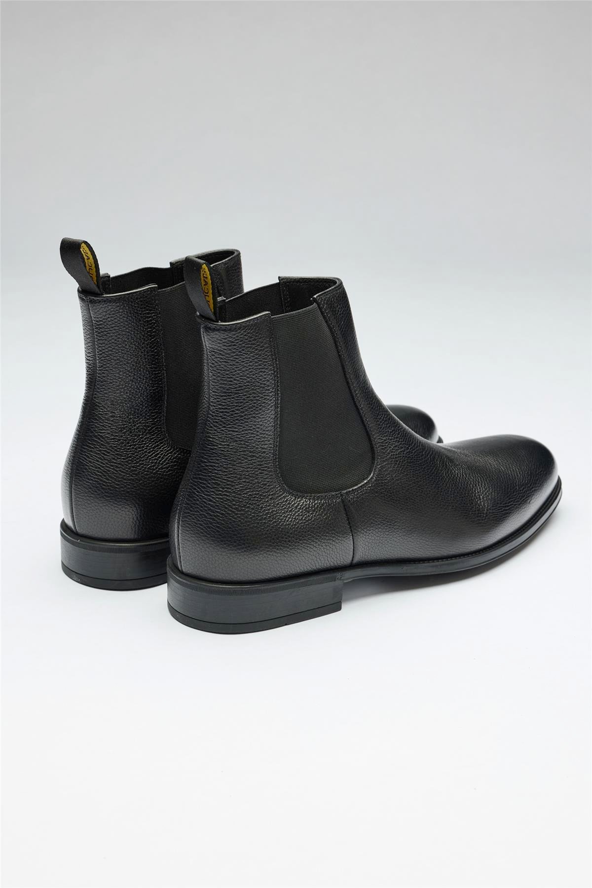 Siyah Bantlı Deri Bot