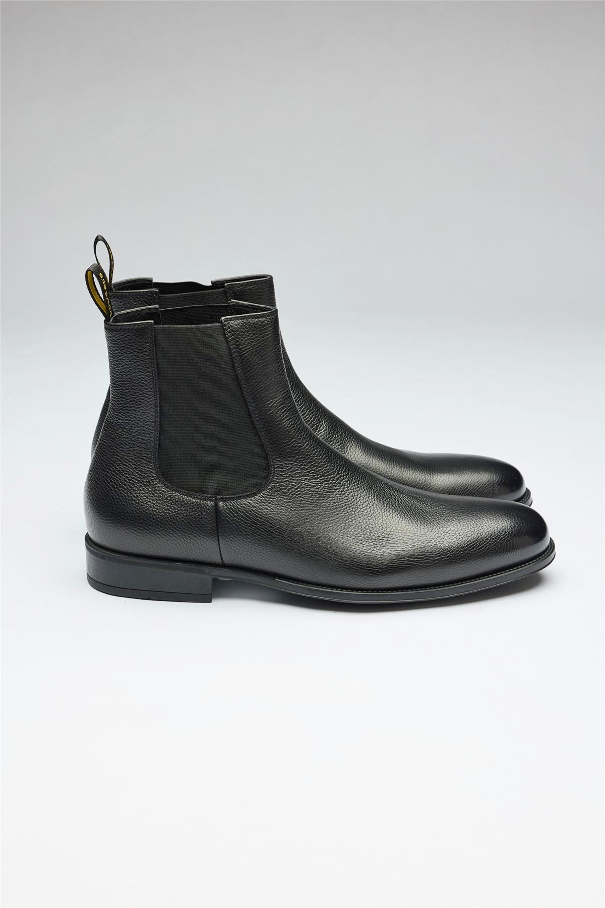 Siyah Bantlı Deri Bot