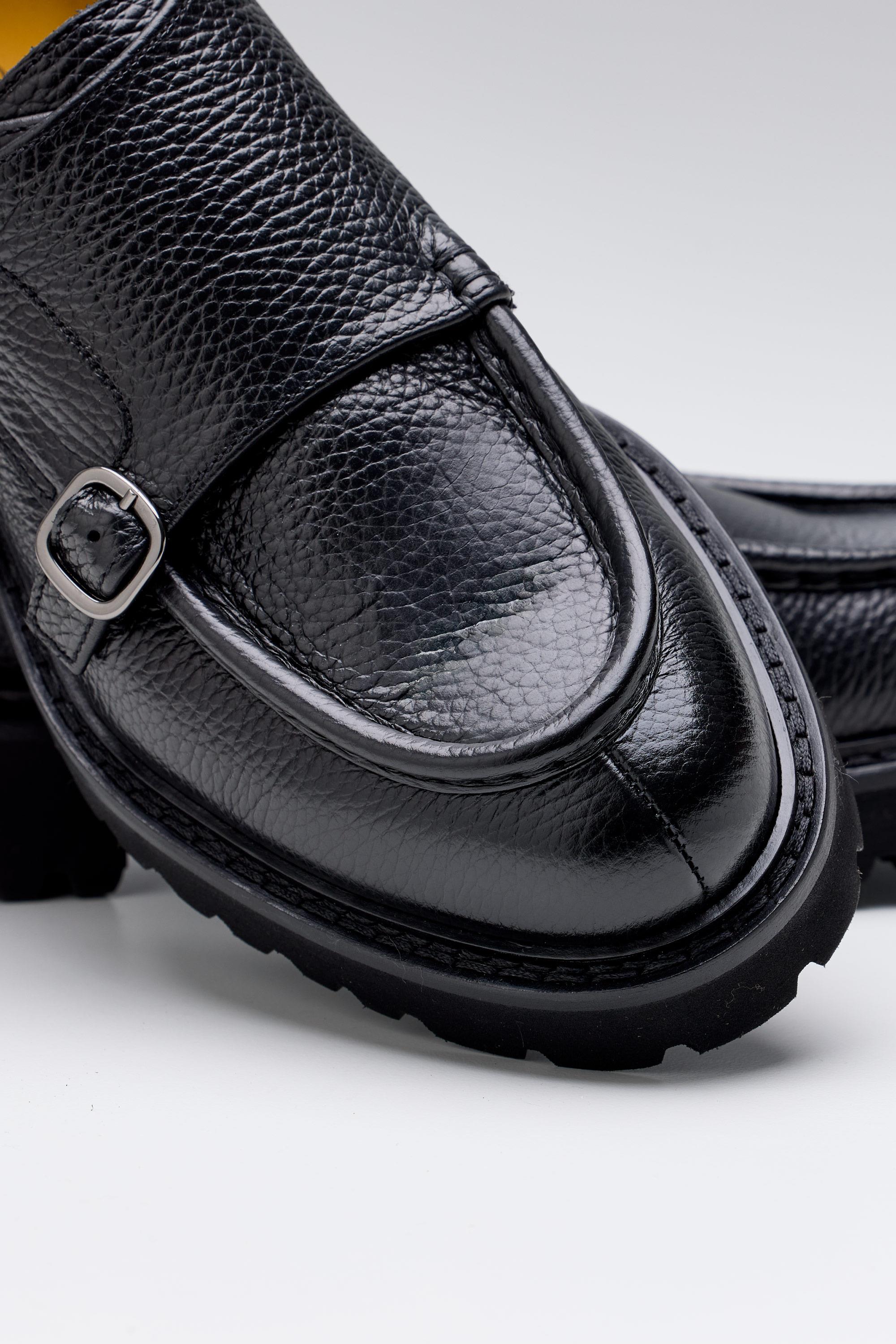 Siyah Çift Tokalı Deri Ayakkabı