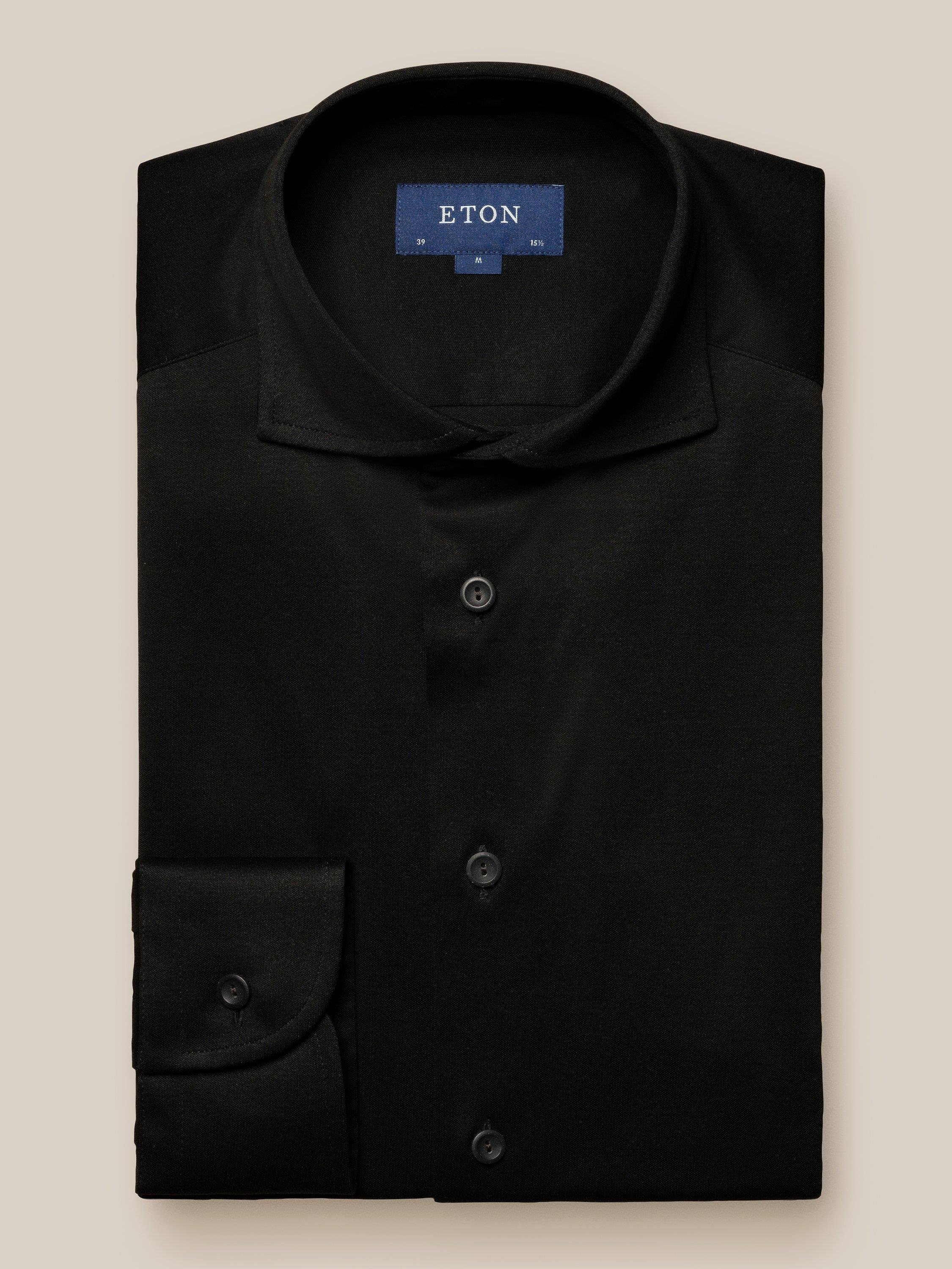 Siyah Comfort Filo di Scozia Jersey Gömlek