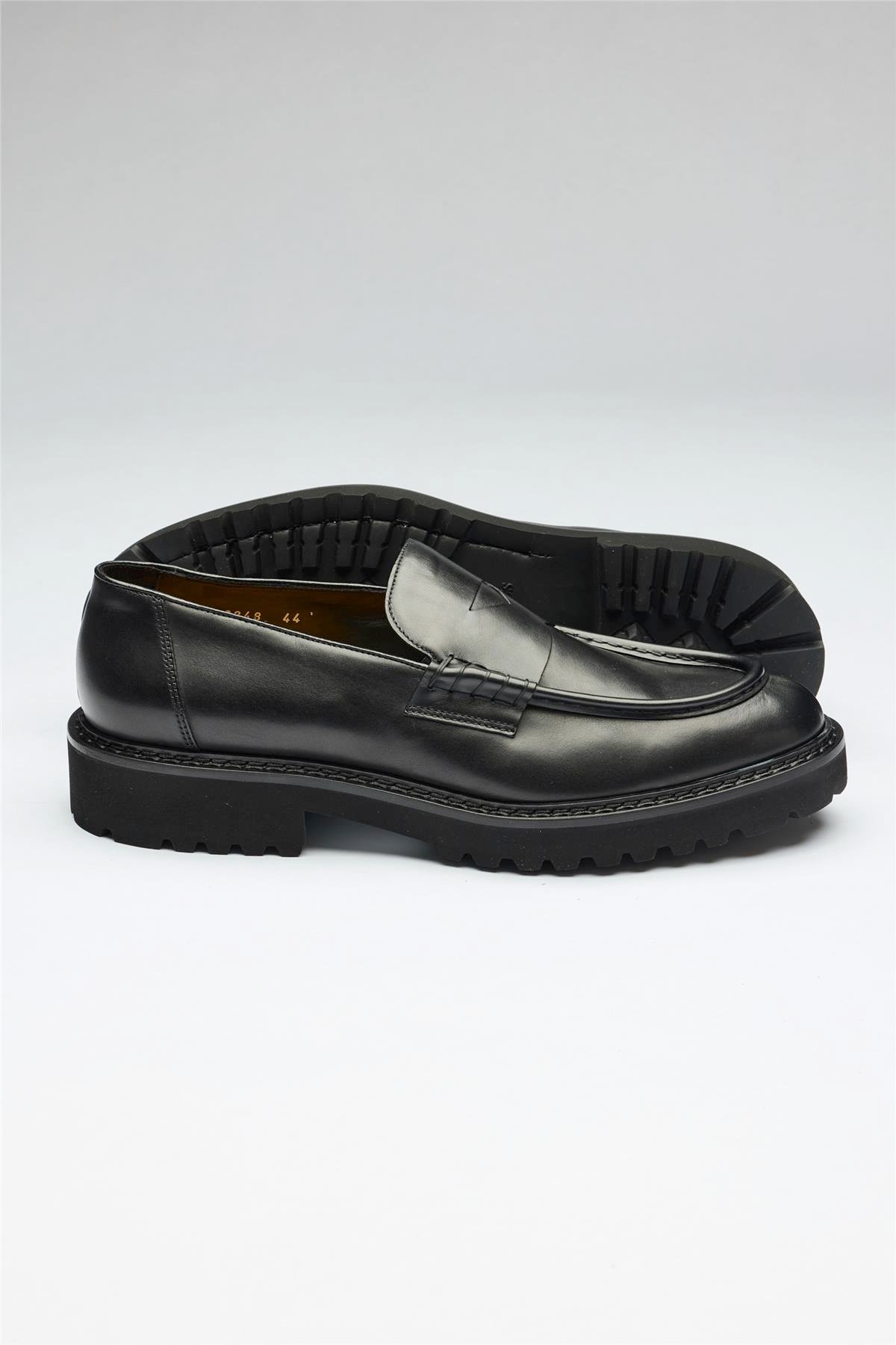 Siyah Deri Penny Loafer 