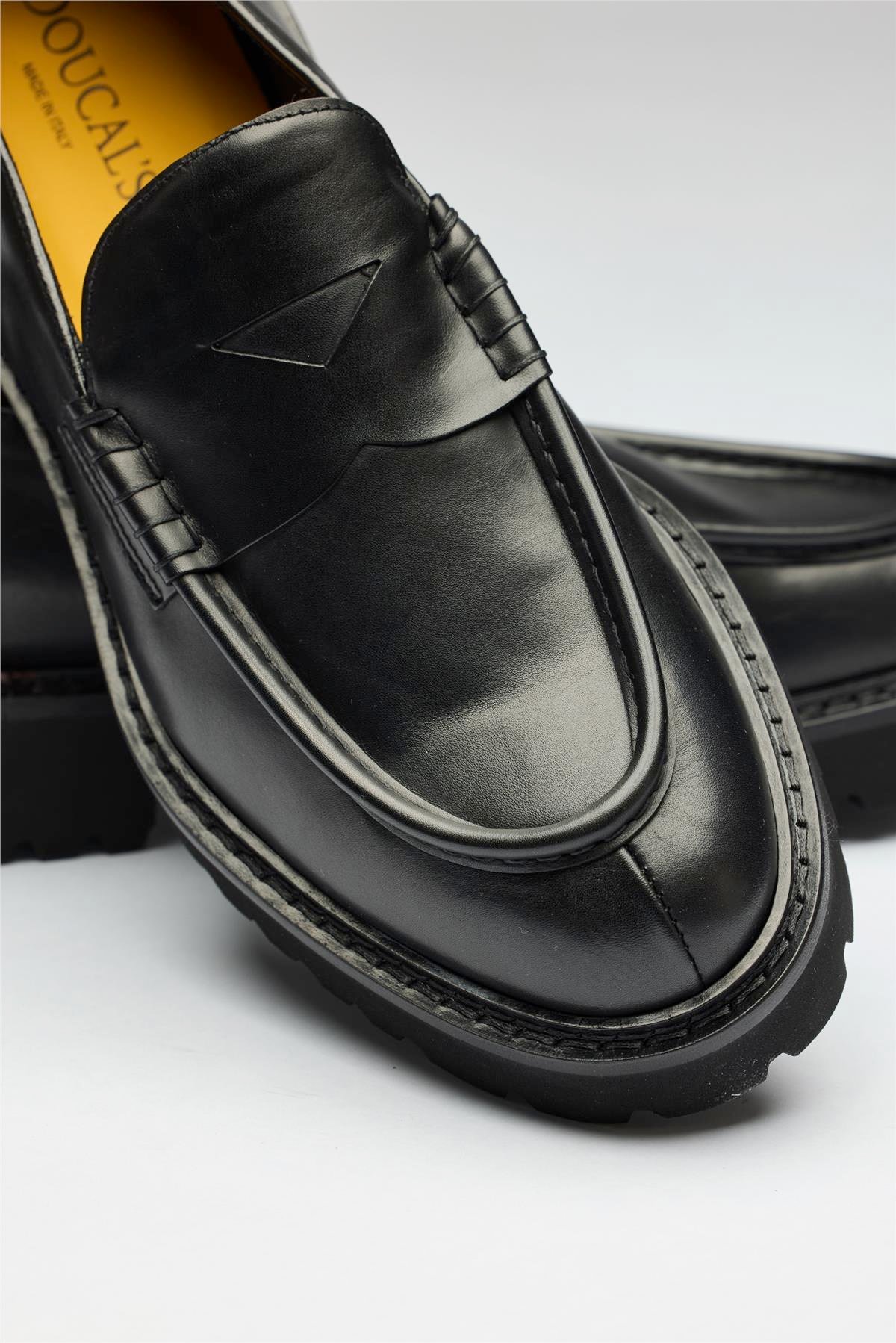 Siyah Deri Penny Loafer 