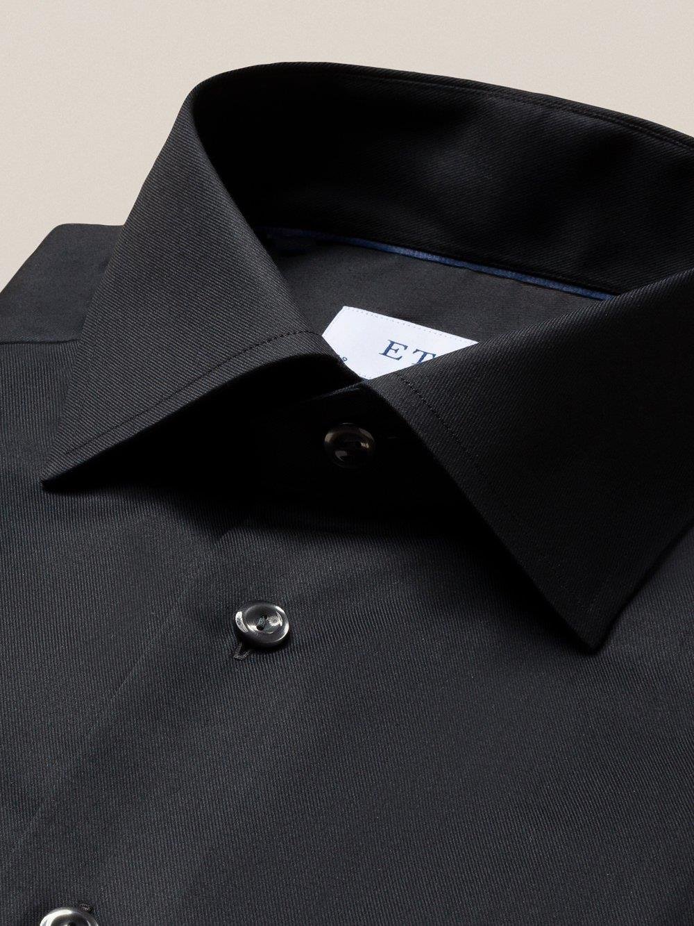 Siyah Esnek Twill Pamuk Gömlek