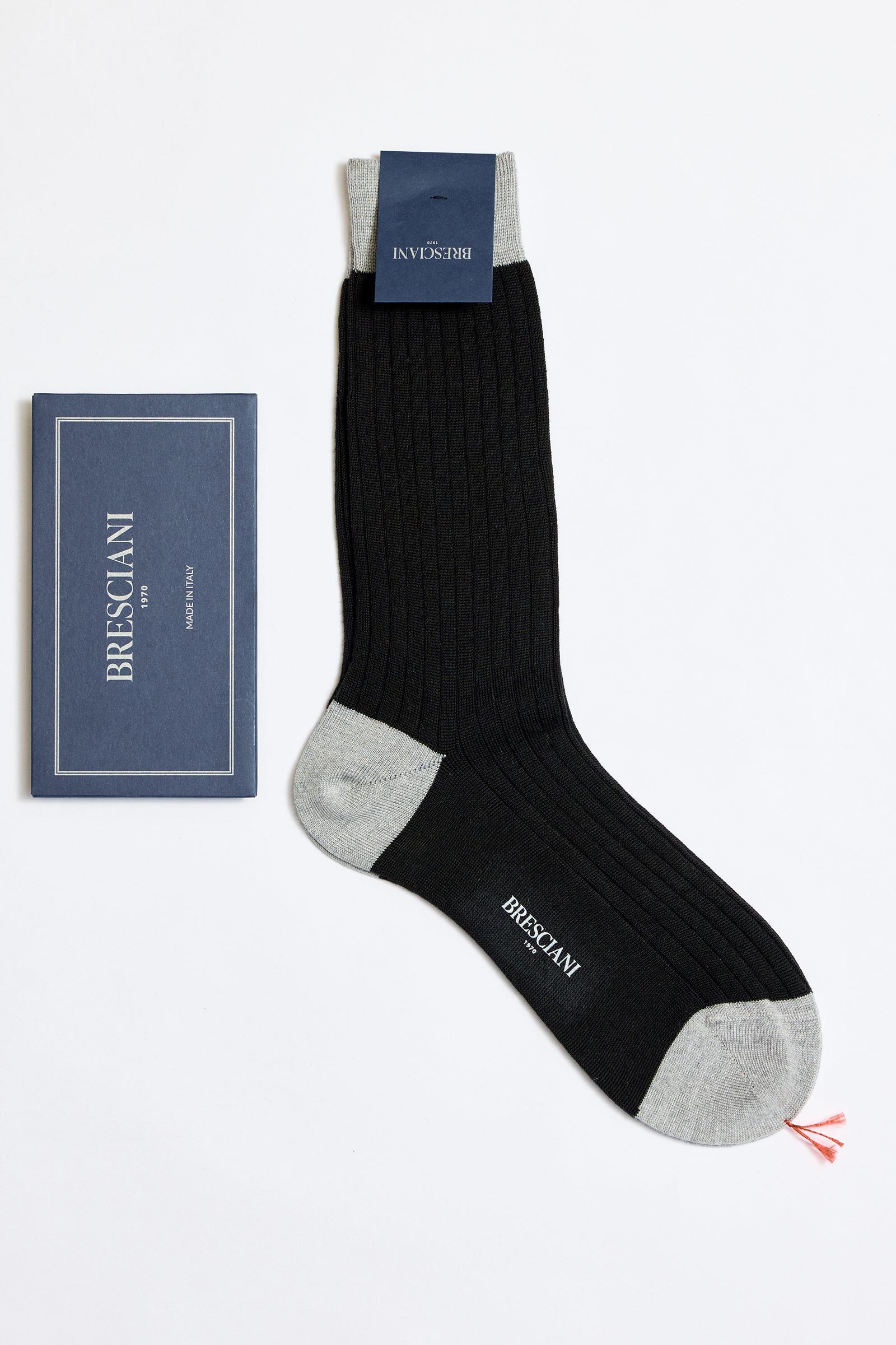 Siyah Gri Fitilli Yün Çorap