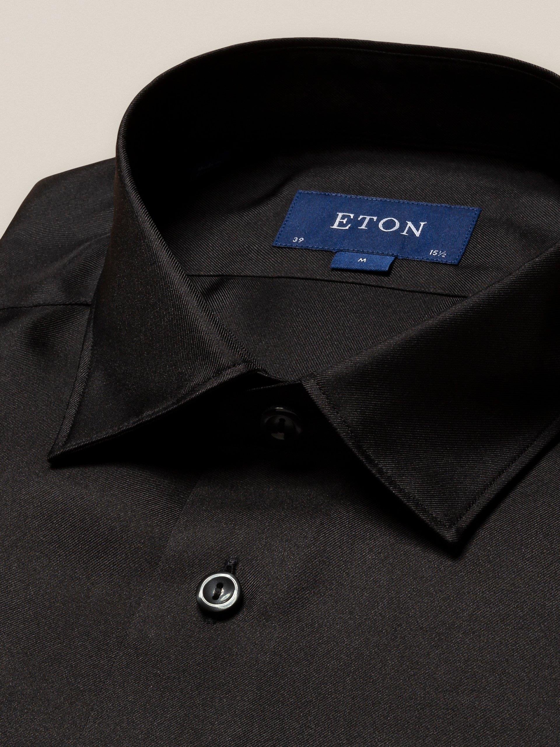 Siyah İpek Twill Gömlek