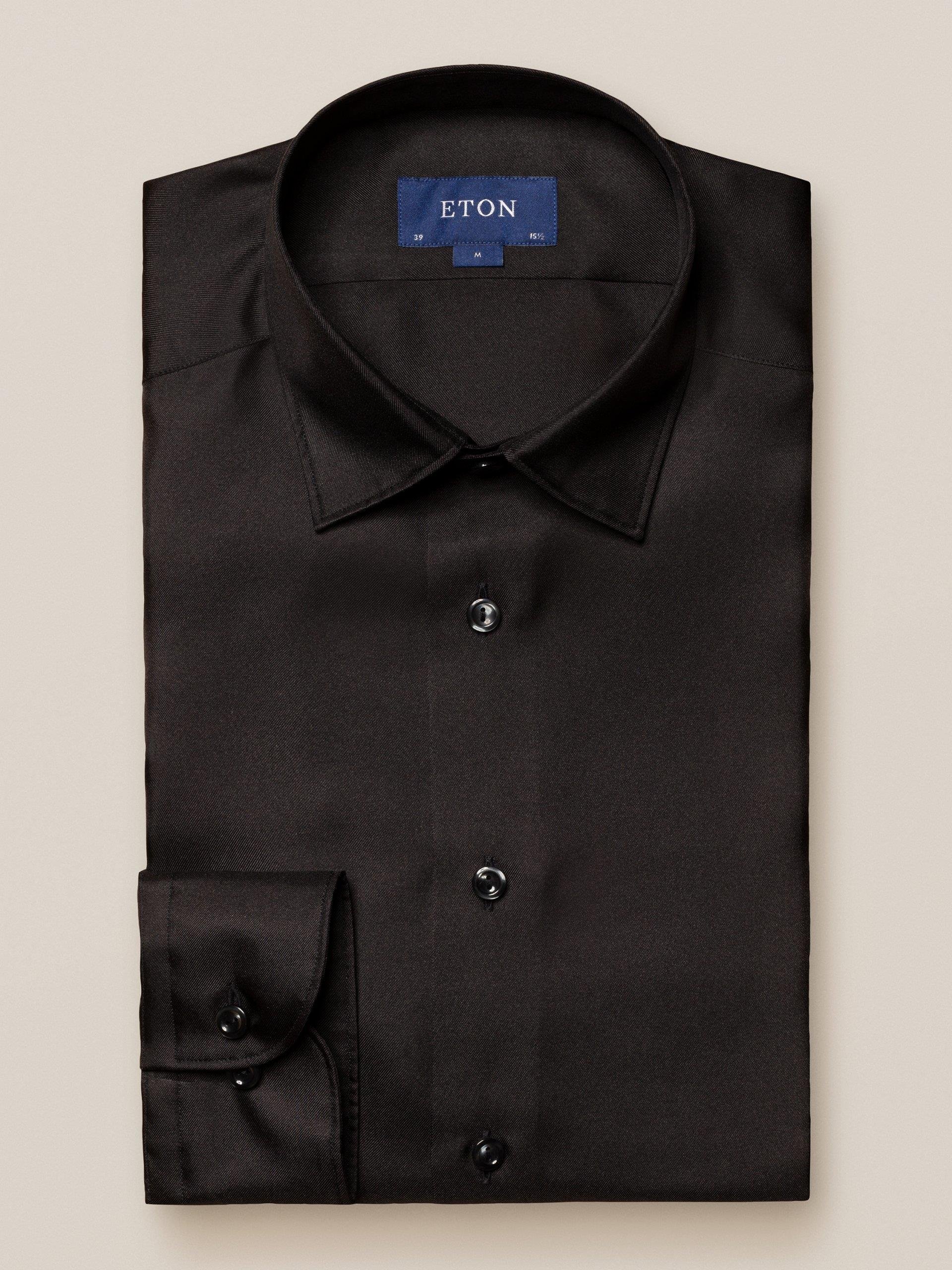 Siyah İpek Twill Gömlek