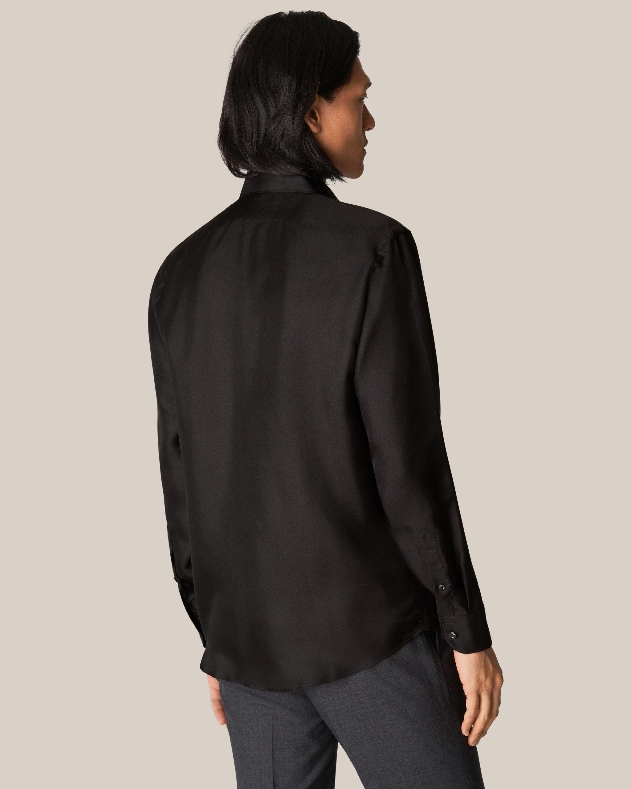 Siyah İpek Twill Gömlek