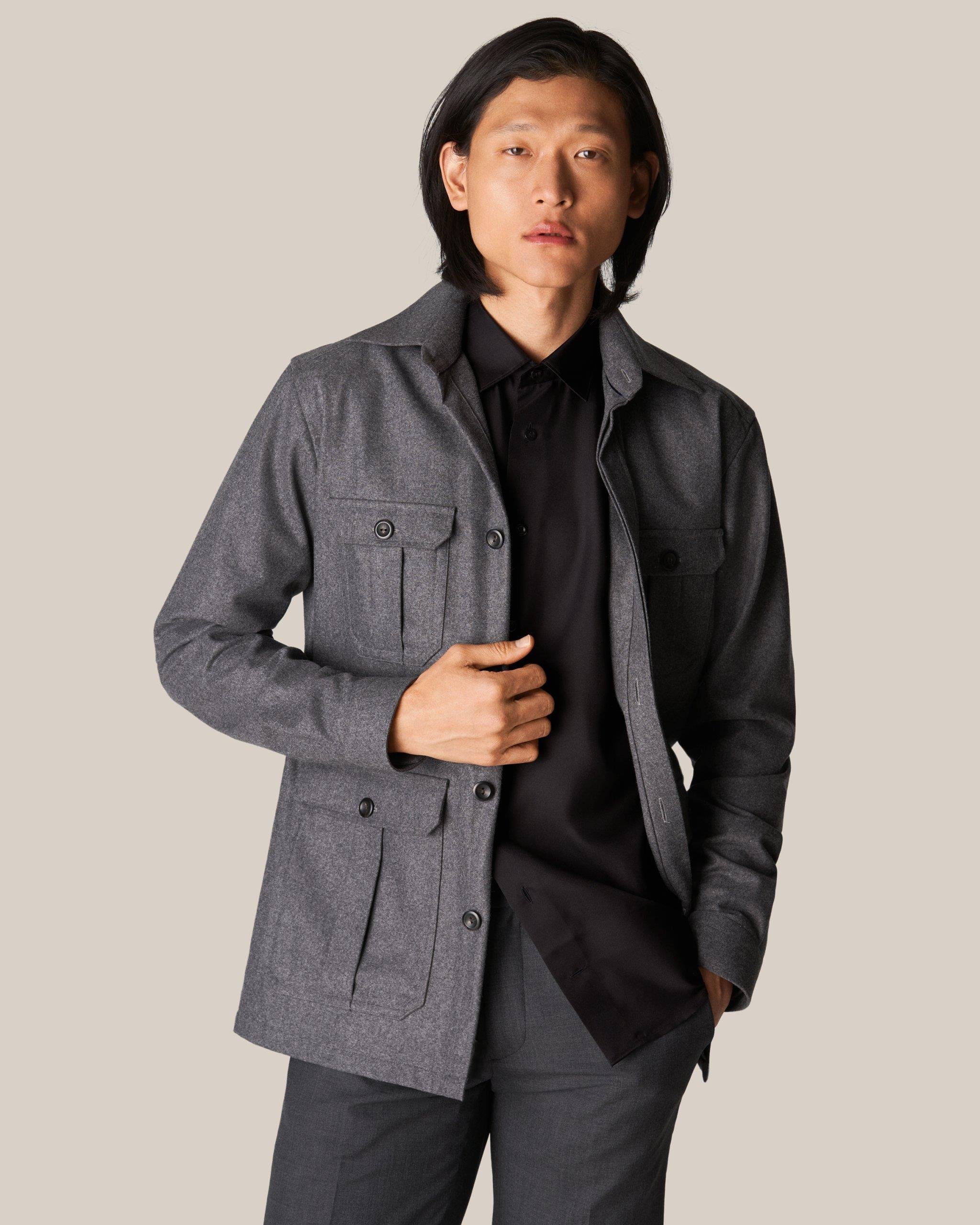 Siyah İpek Twill Gömlek