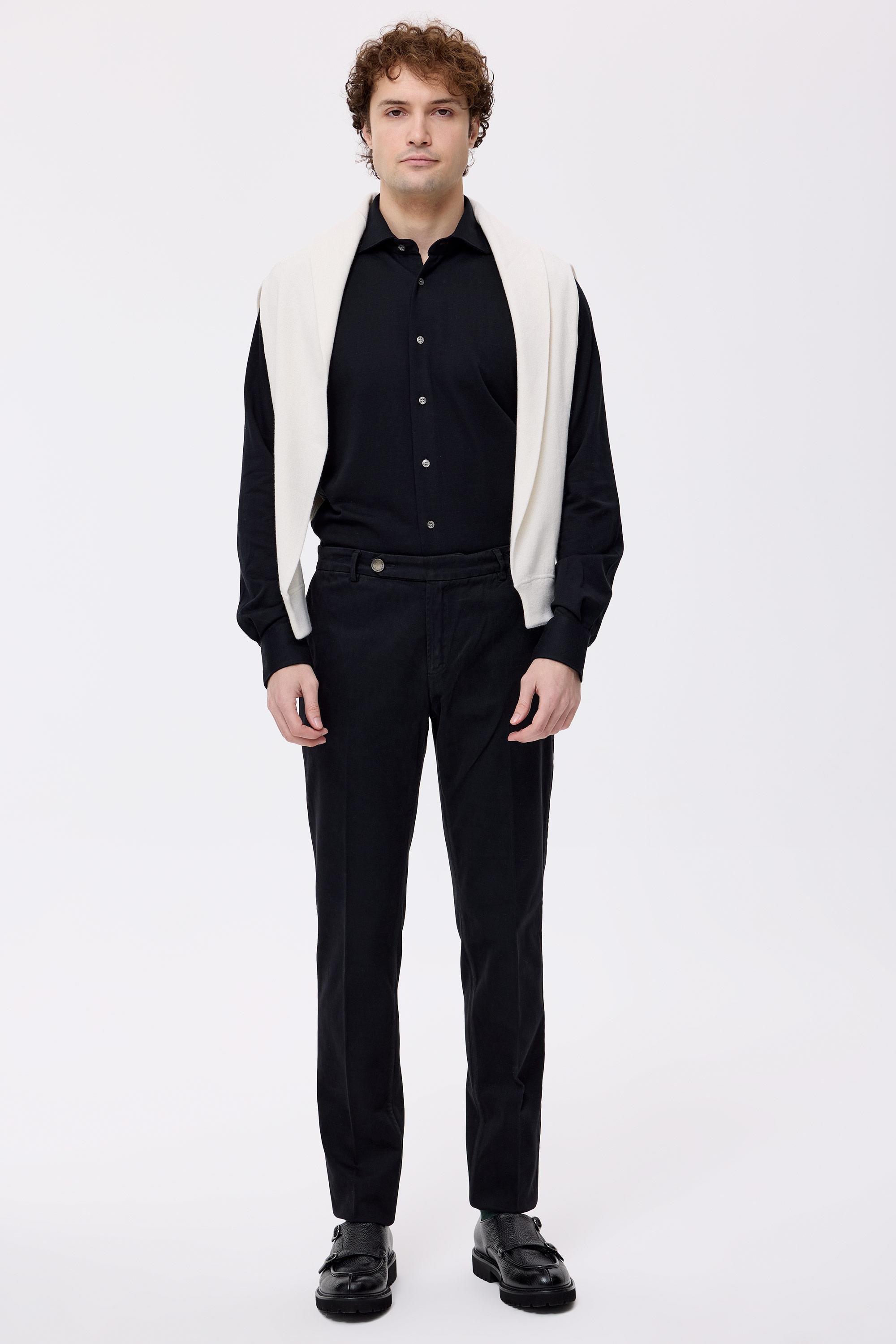 Siyah Pamuk Kaşmir Chino Pantolon