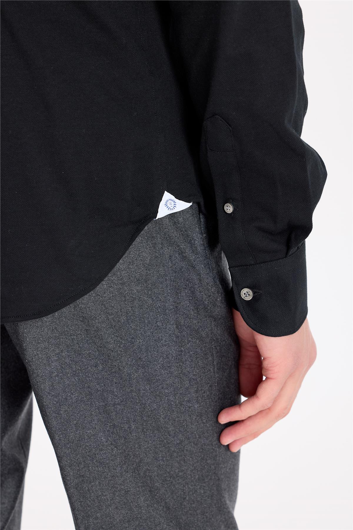 Siyah Pamuk Kaşmir Gömlek