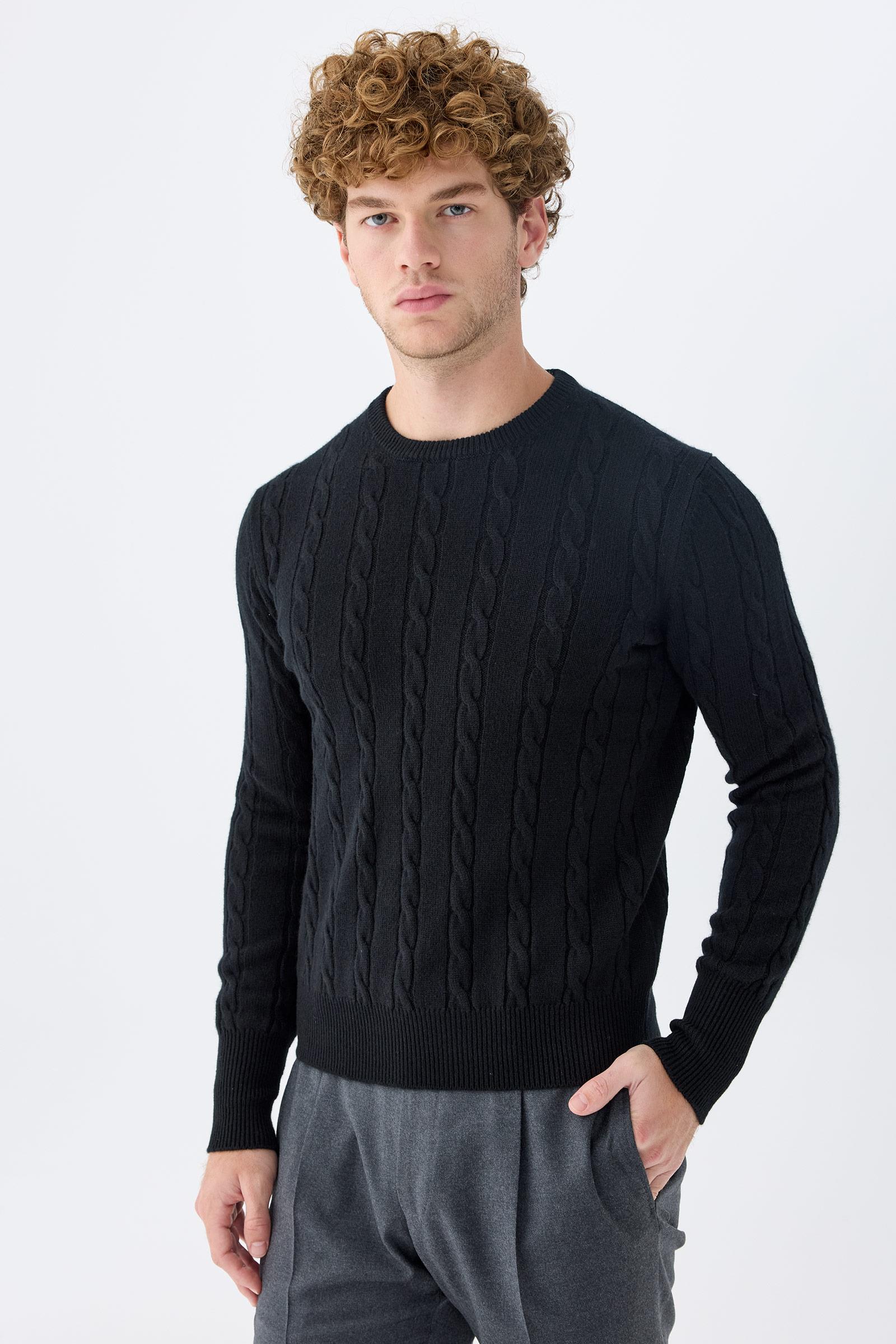 Siyah Sıfır Yaka Kaşmir Kazak