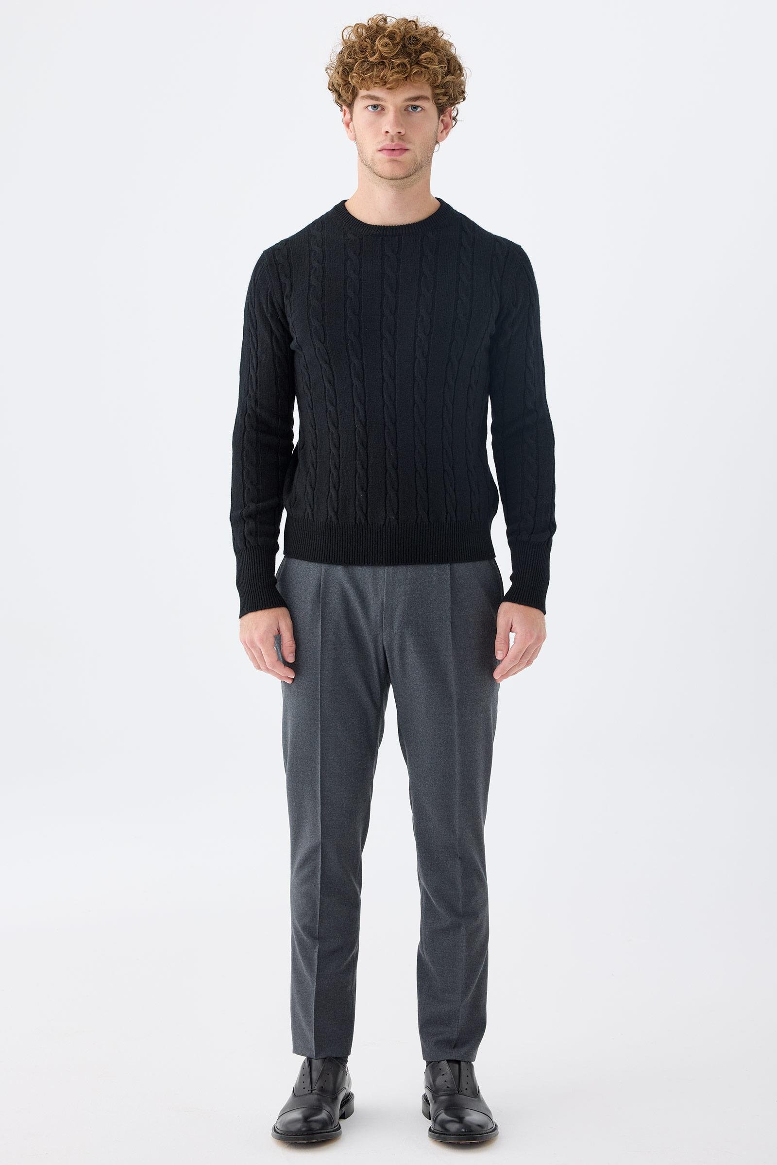 Siyah Sıfır Yaka Kaşmir Kazak