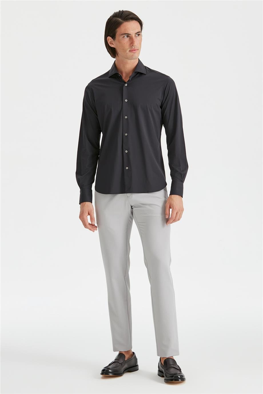 Siyah Teknik Kumaş Gömlek