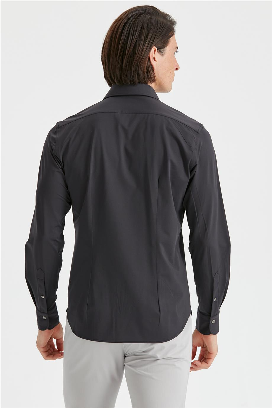 Siyah Teknik Kumaş Gömlek