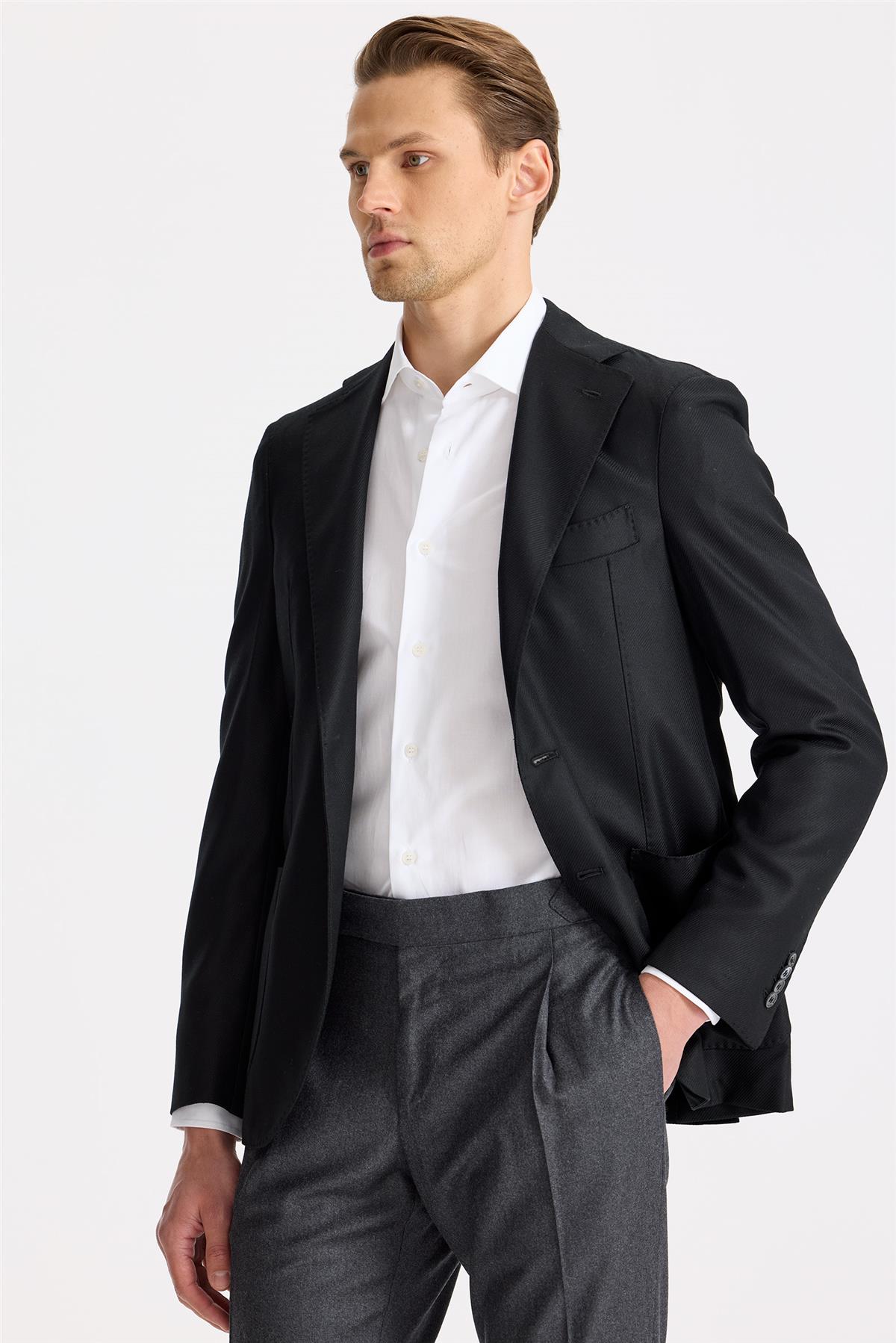 Siyah Yün Kaşmir Blazer