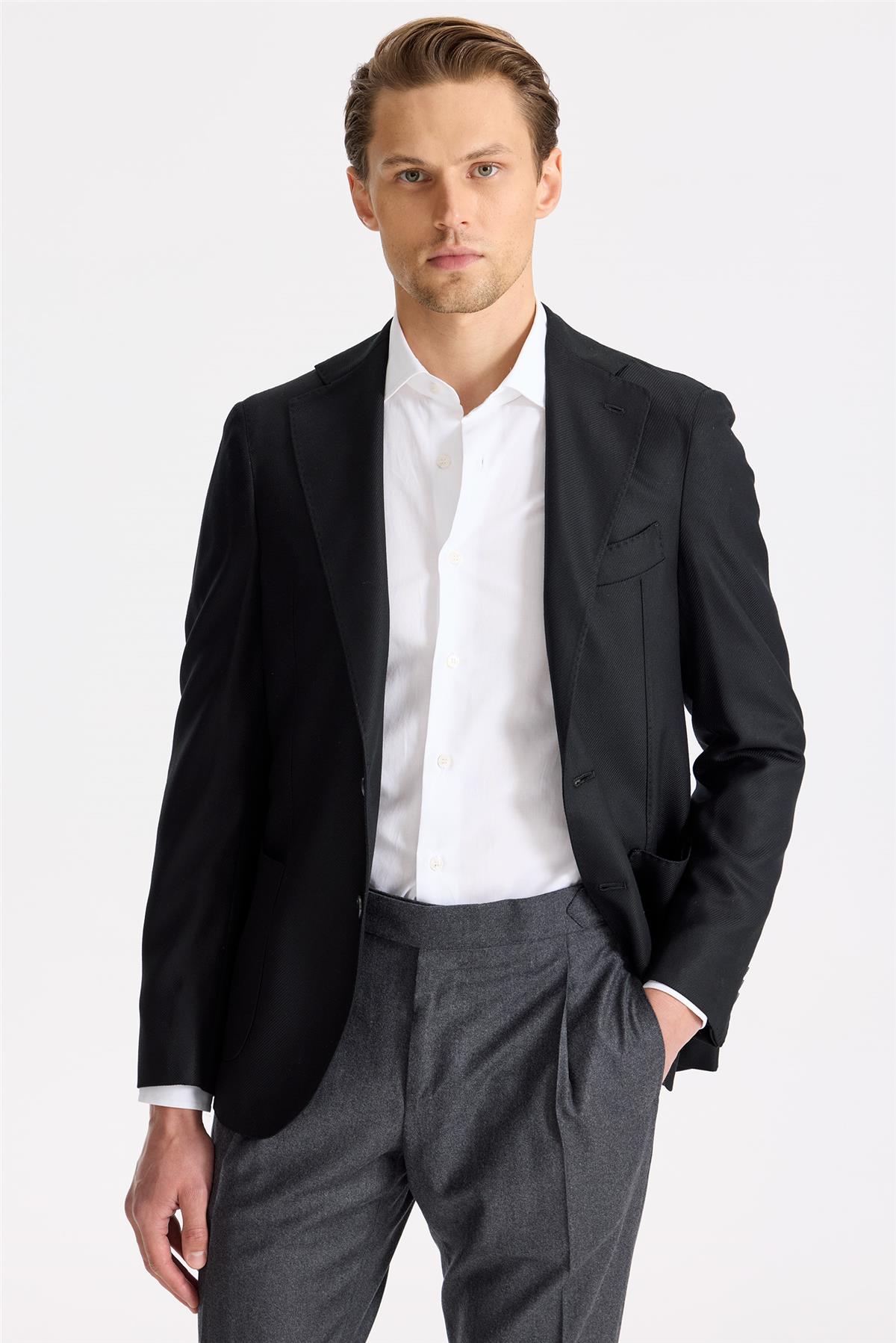 Siyah Yün Kaşmir Blazer