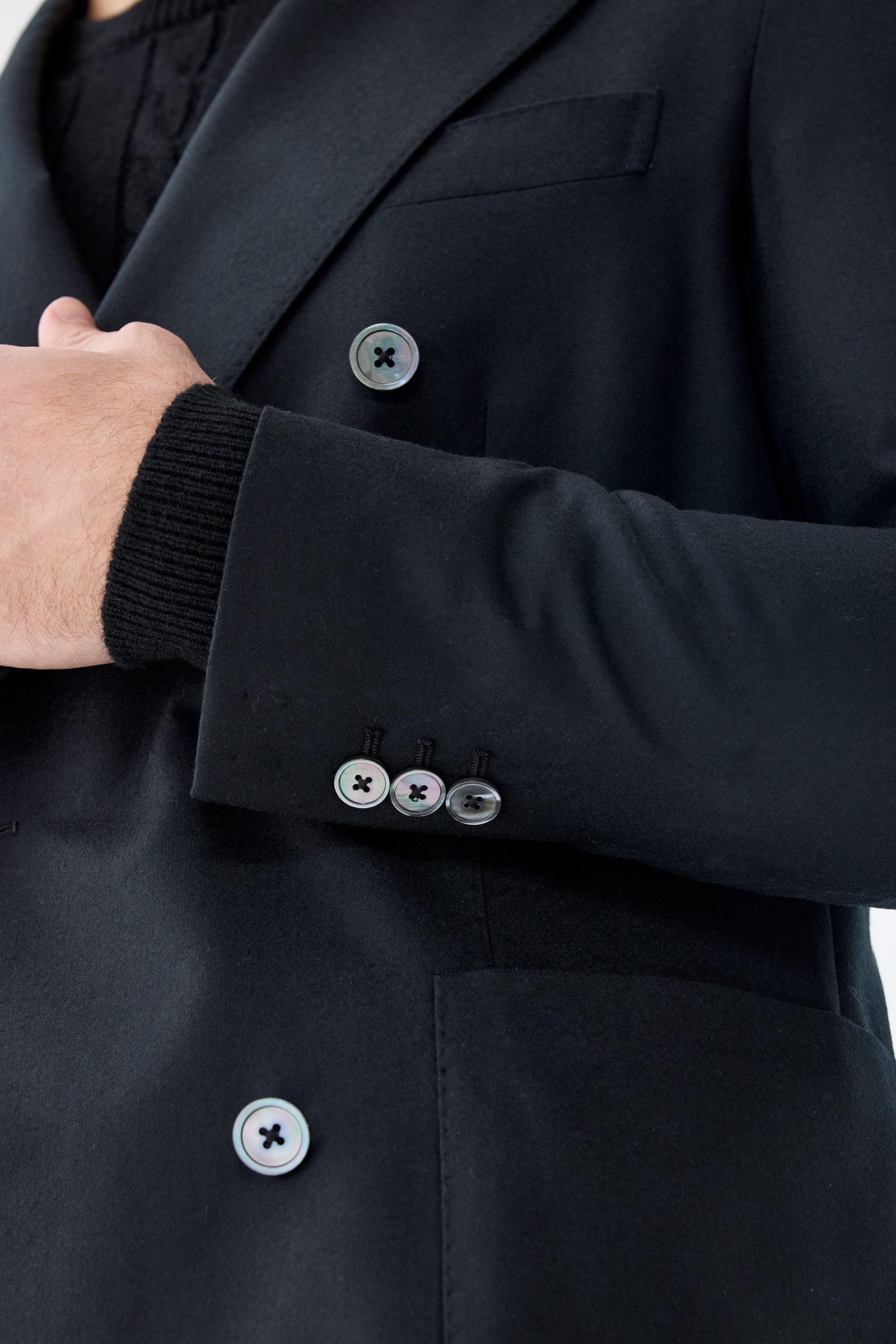 Siyah Zero Gravity Kruvaze Yün Ceket 