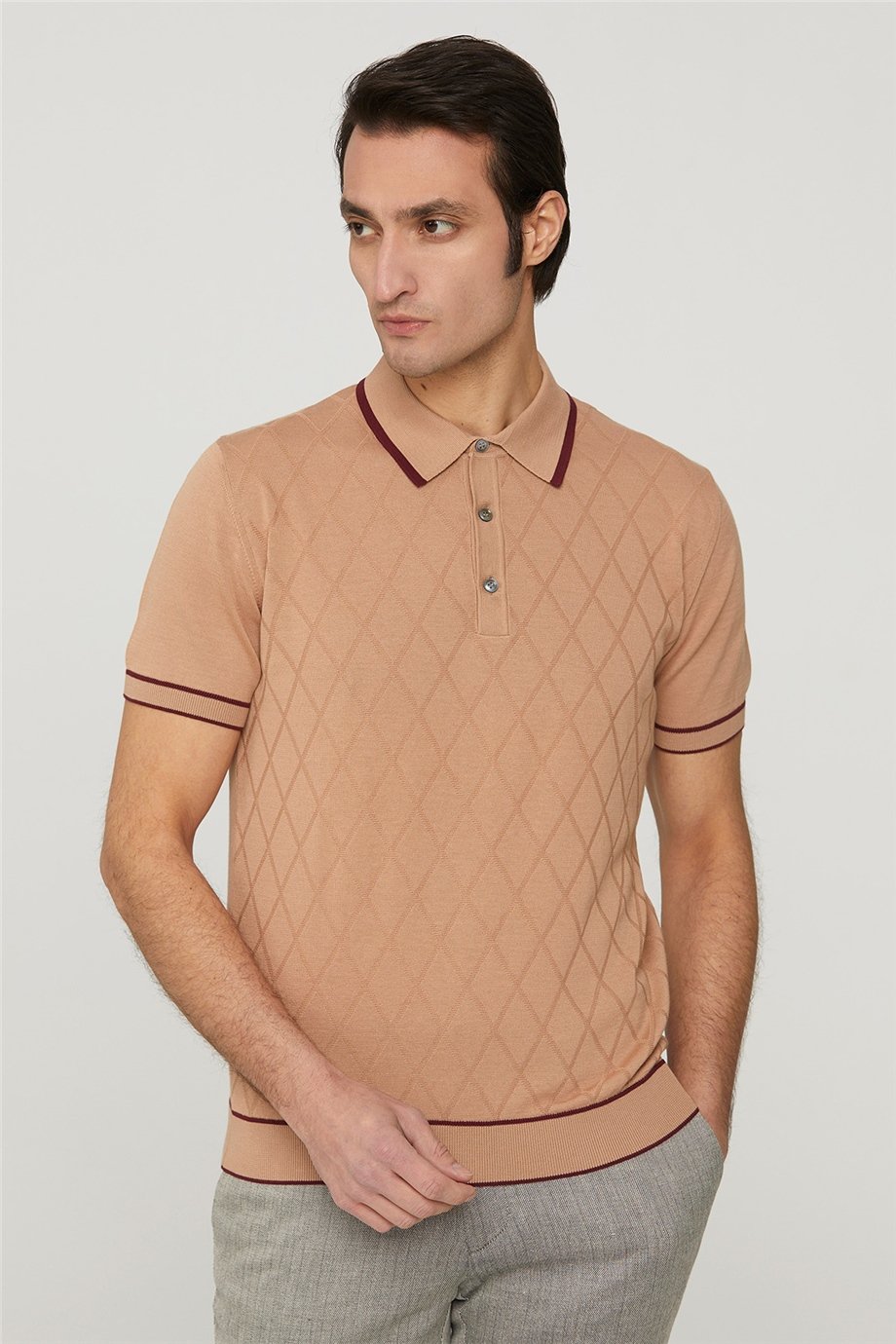 Somon Renk 3 Düğme Polo Yaka Triko