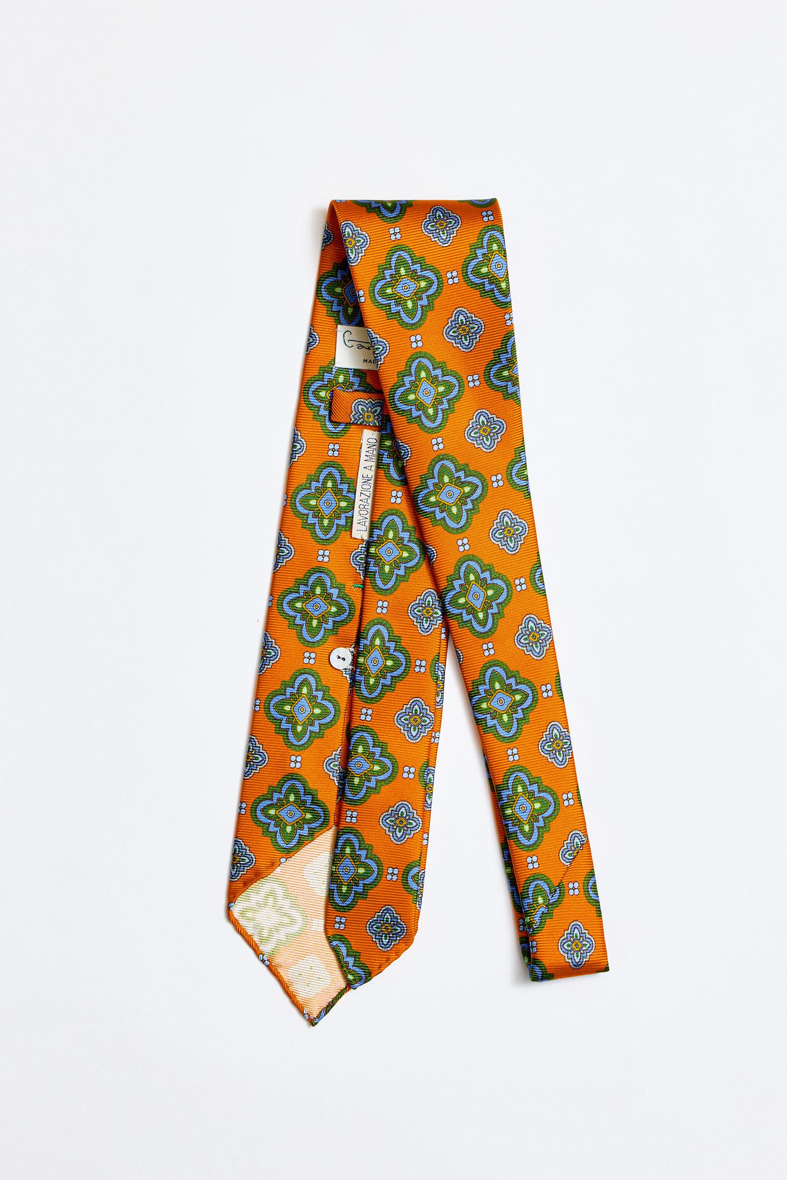 Turuncu Astarsız 3 Fold İpek Kravat