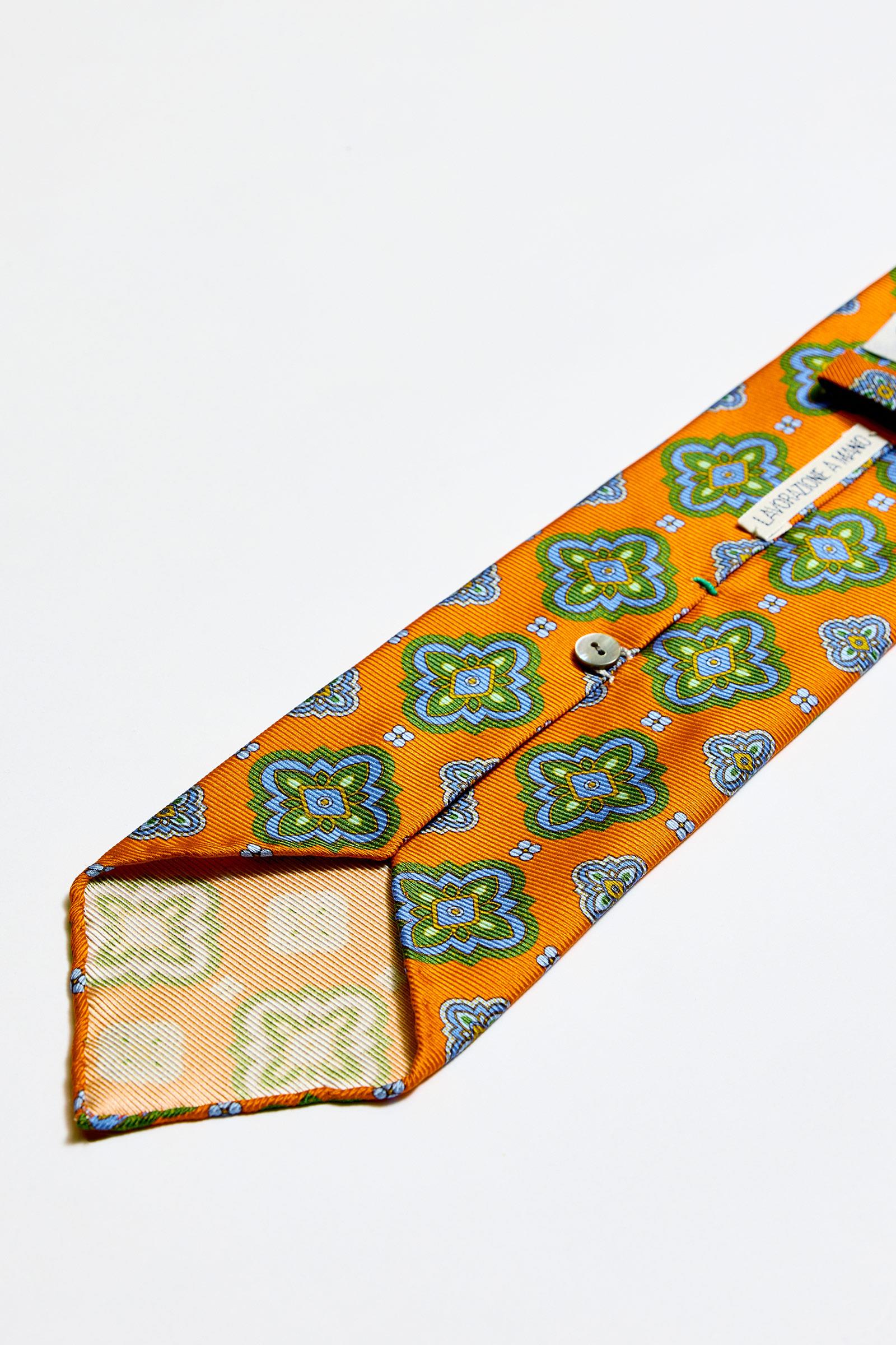 Turuncu Astarsız 3 Fold İpek Kravat