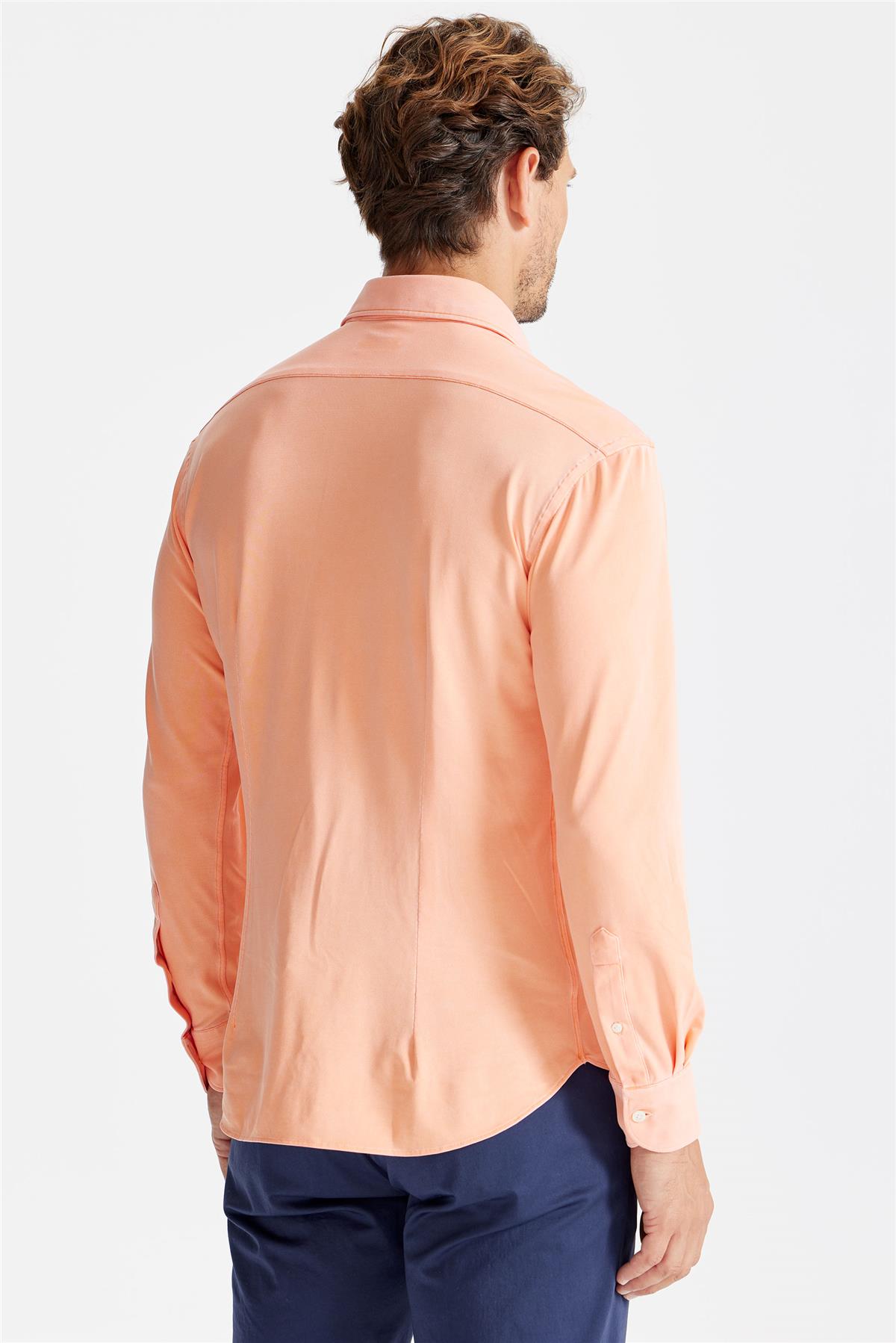 Turuncu Oxford Teknik Kumaş Gömlek