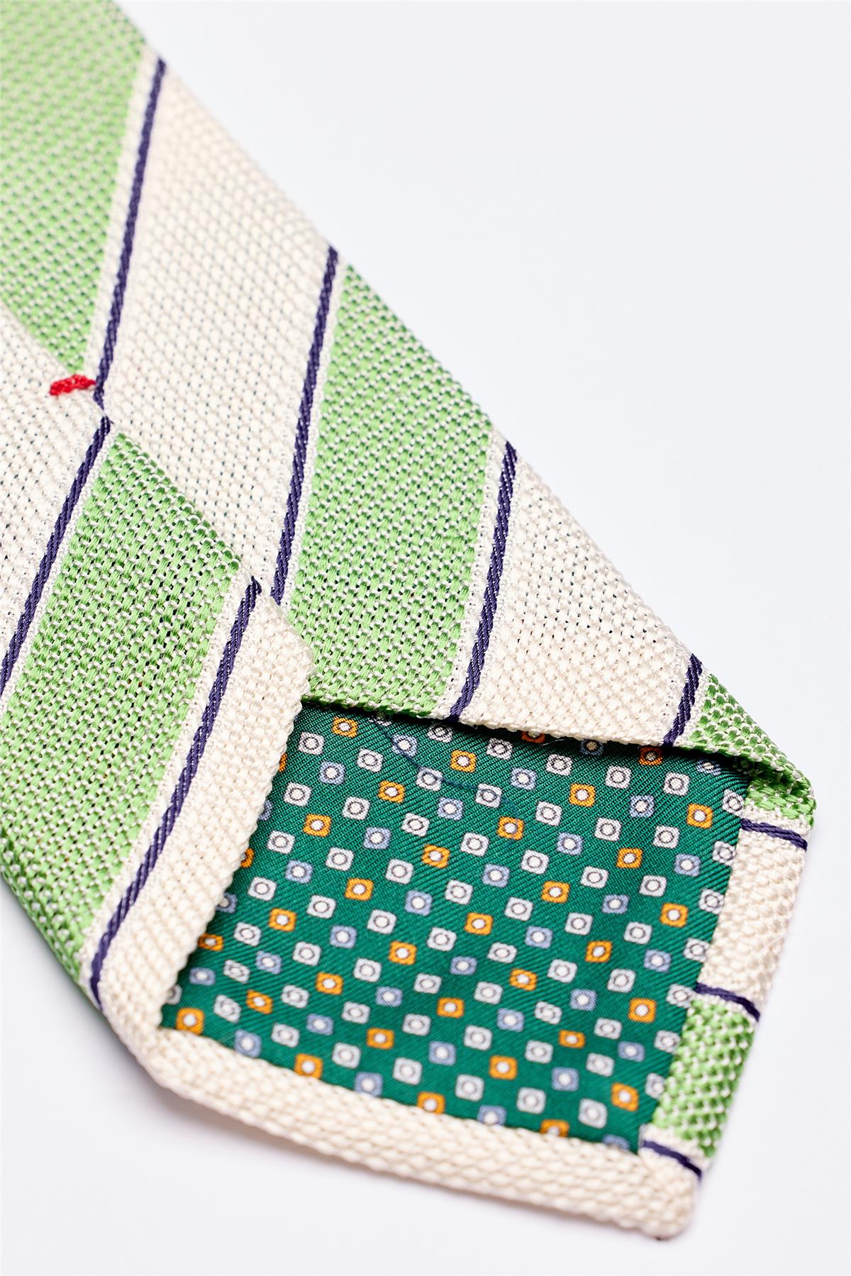 Yeşil Ekru Örgü İpek Kravat