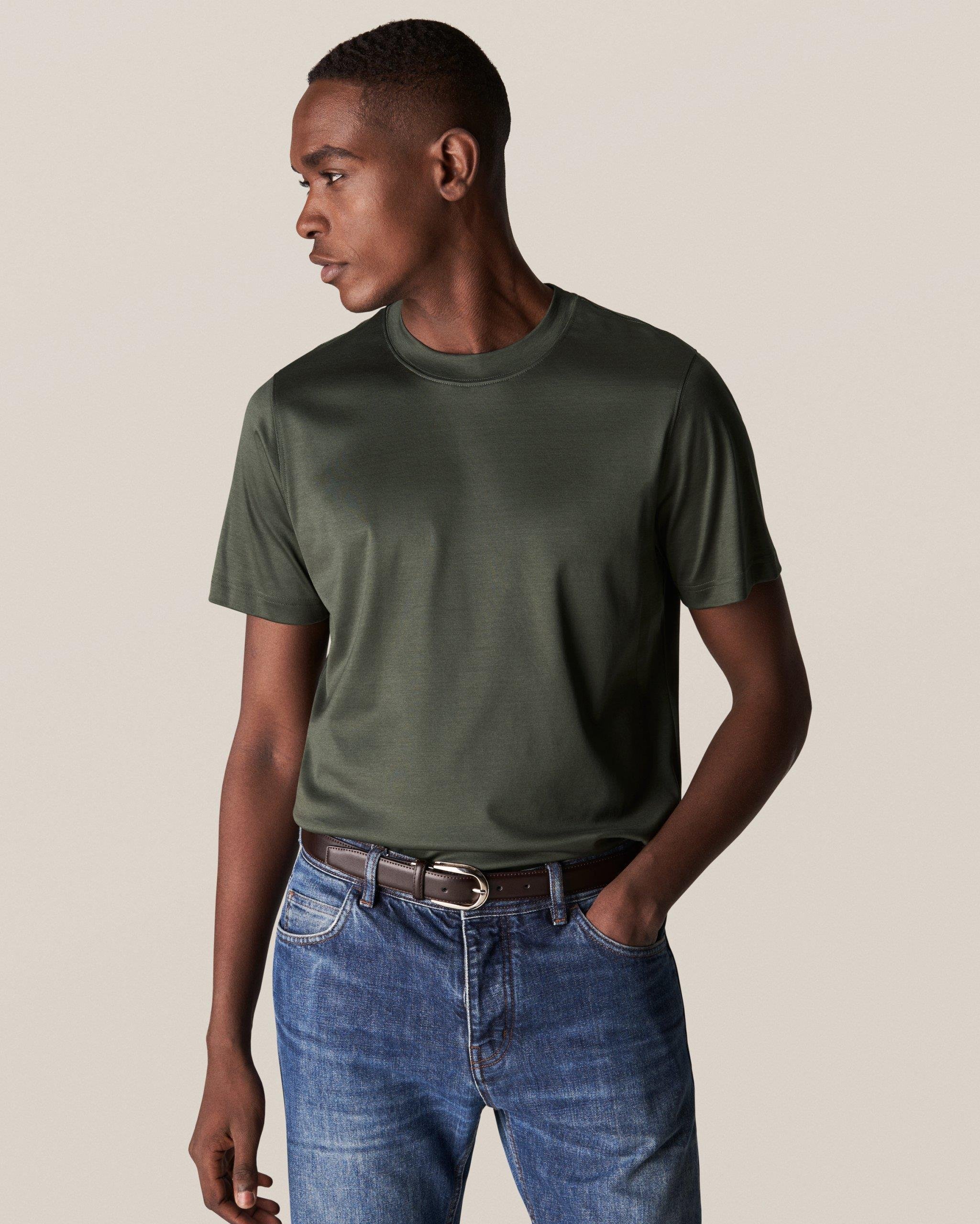 Yeşil Filo Di Scozia Pamuk  T-Shirt