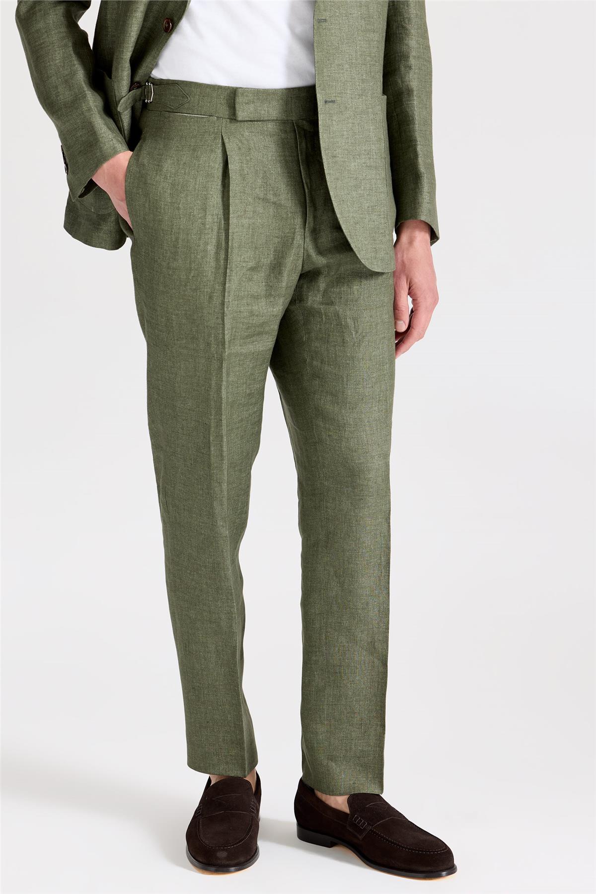 Yeşil Keten Takım Elbise