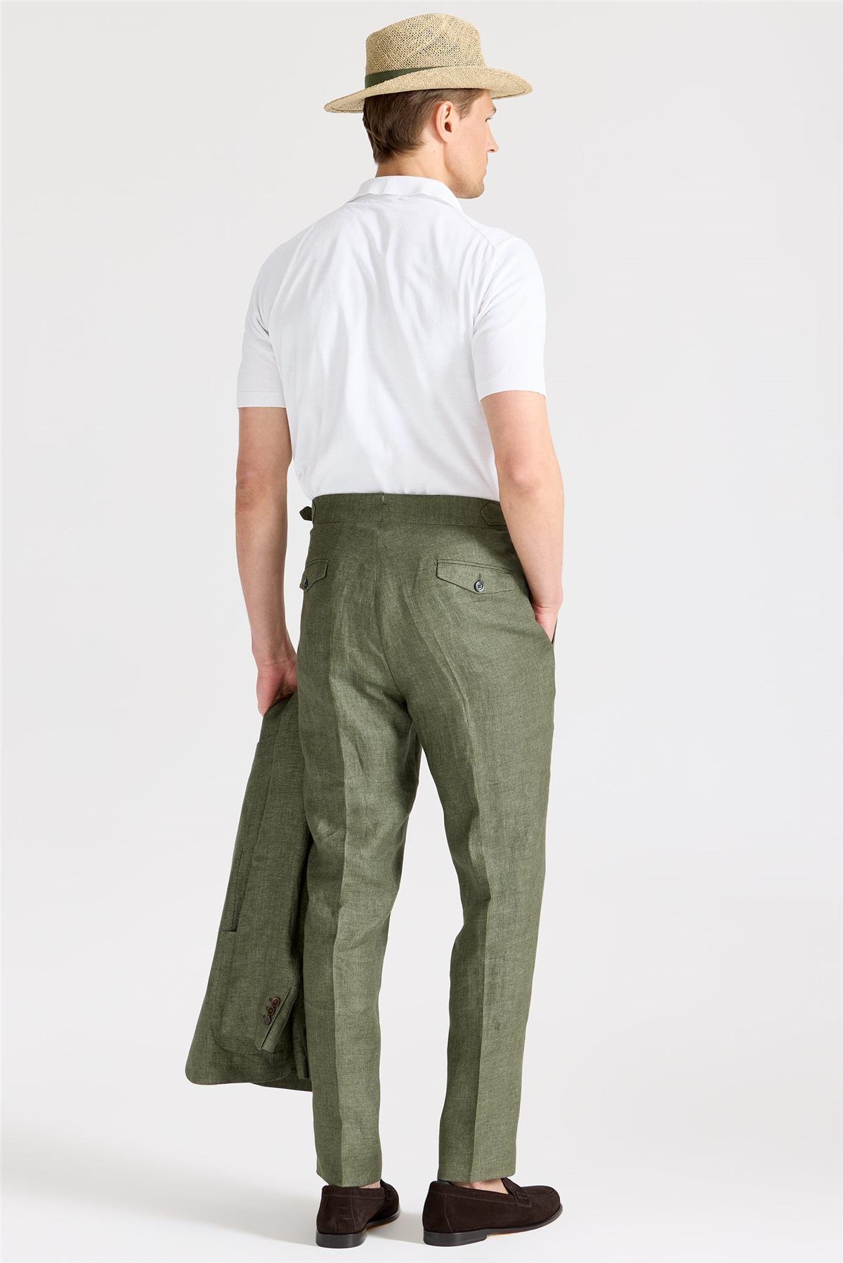 Yeşil Keten Takım Elbise