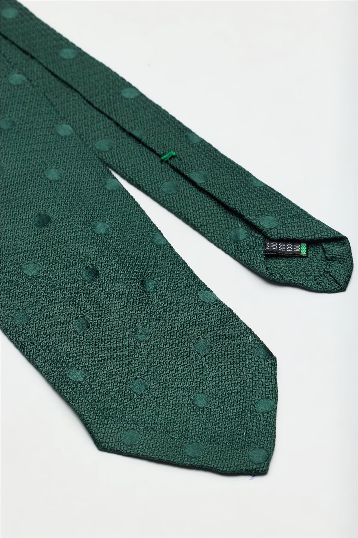 Yeşil Puantiyeli Garza İpek Kravat