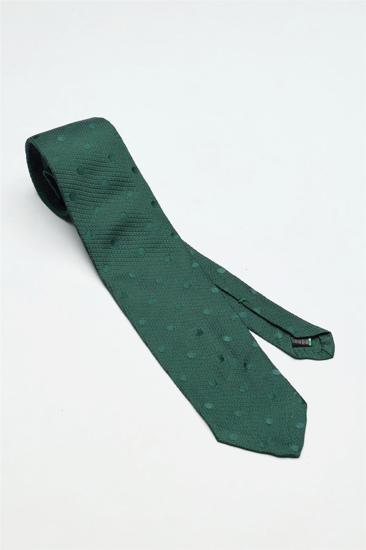 Yeşil Puantiyeli Garza İpek Kravat